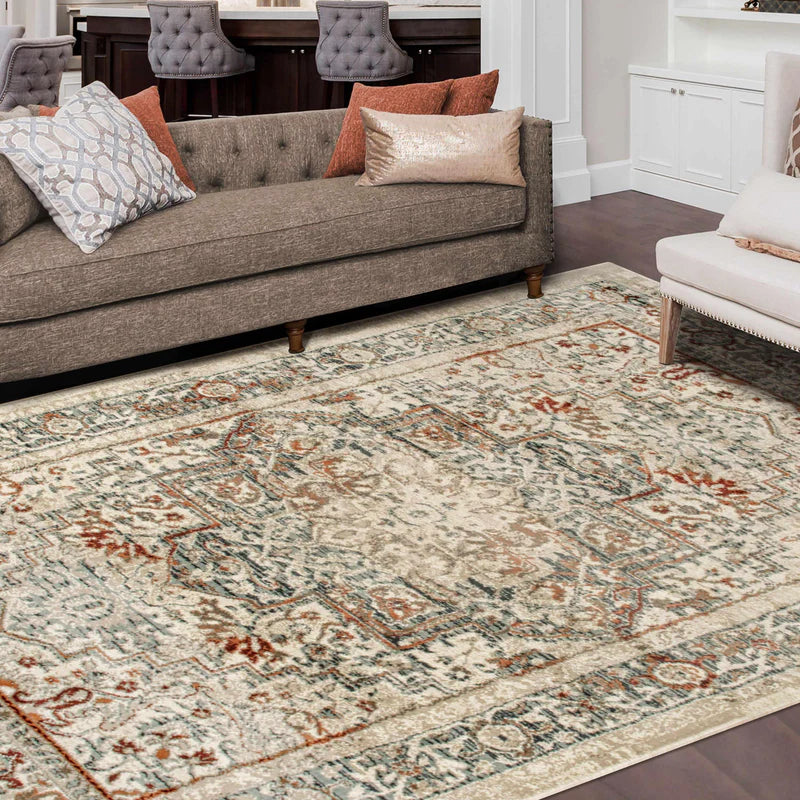 Lucida Traditional Tribal Floral Indoor Area Rug - Non-Slip Soft Living Room Carpet for Home Decor, Bedroom, Dorm & Office