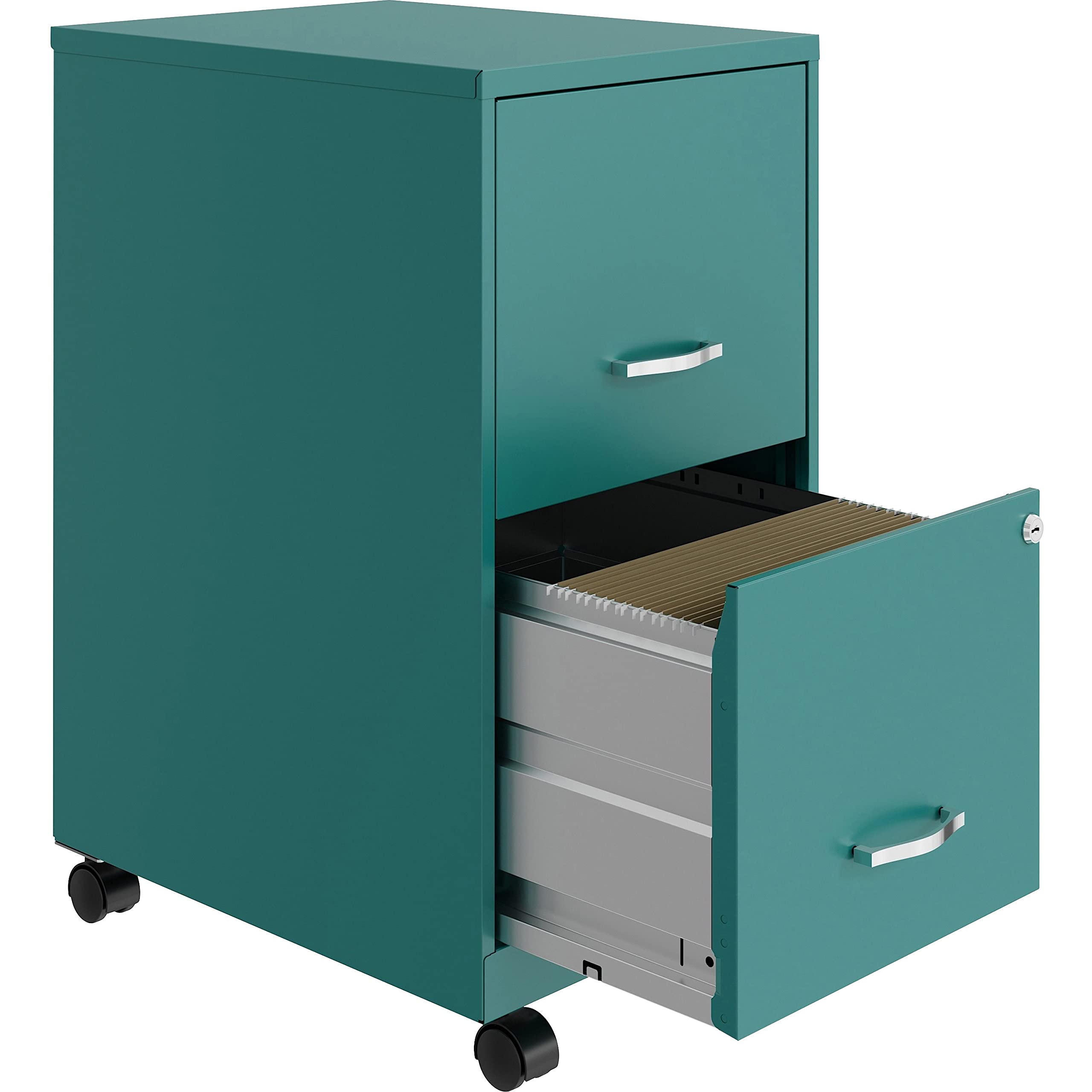 Lorell LYS SOHO Mobile File Cabinet - Teal Blue Office Storage Organizer for Home & Business Workspaces