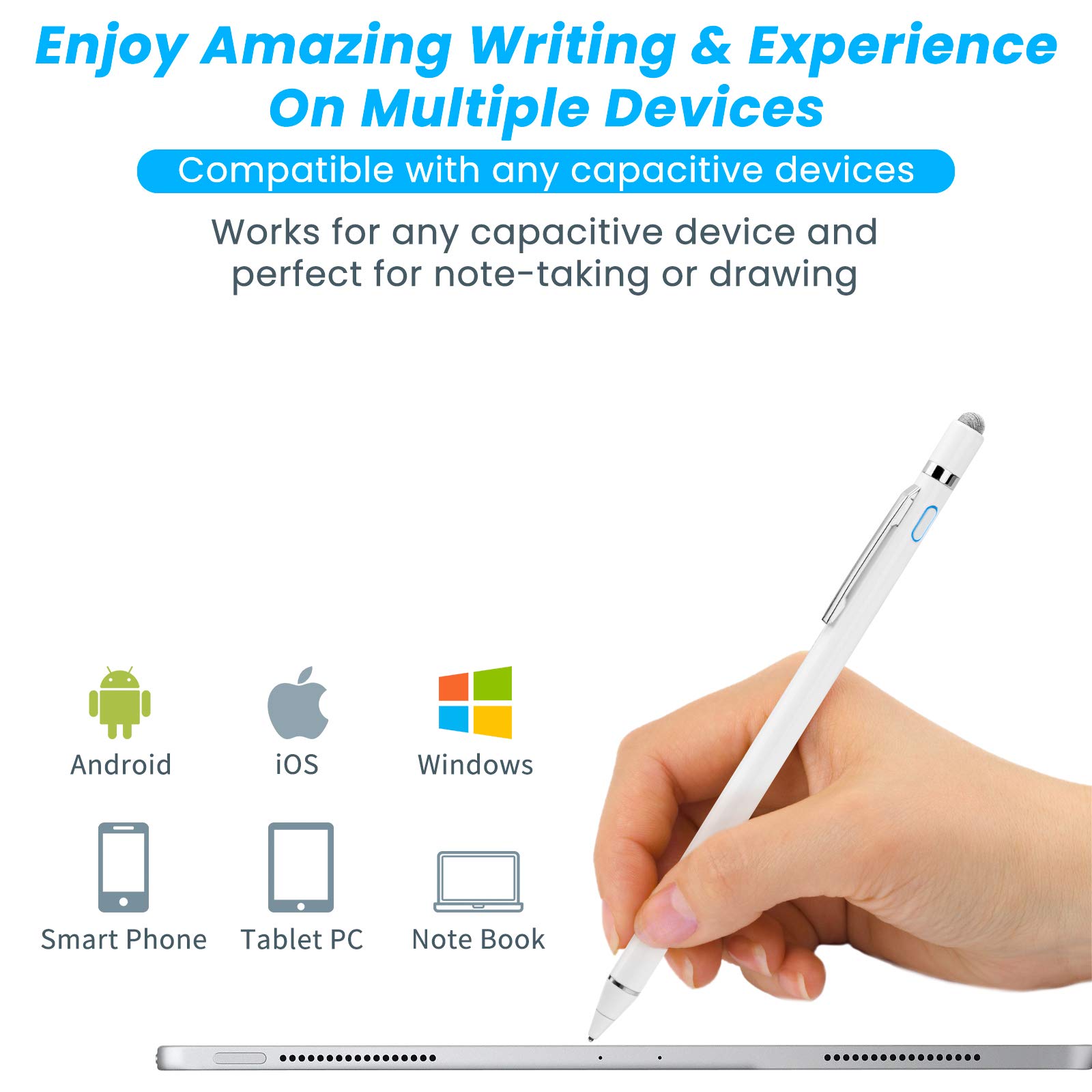EDIVIA Digital Pencil for Lenovo 2-in-1 Chromebook - 1.5mm Ultra Fine Tip Stylus Pen for Lenovo C330 Chromebook (White) - Perfect for Note Taking, Drawing & Touchscreen Navigation