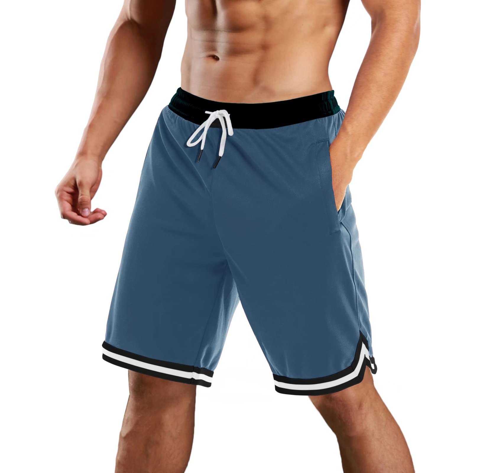 **MAGCOMSEN Men's Running Shorts - Quick Dry Athletic Basketball Shorts with 2 Zipper Pockets - Lightweight & Breathable for Gym, Workout & Outdoor Sports**