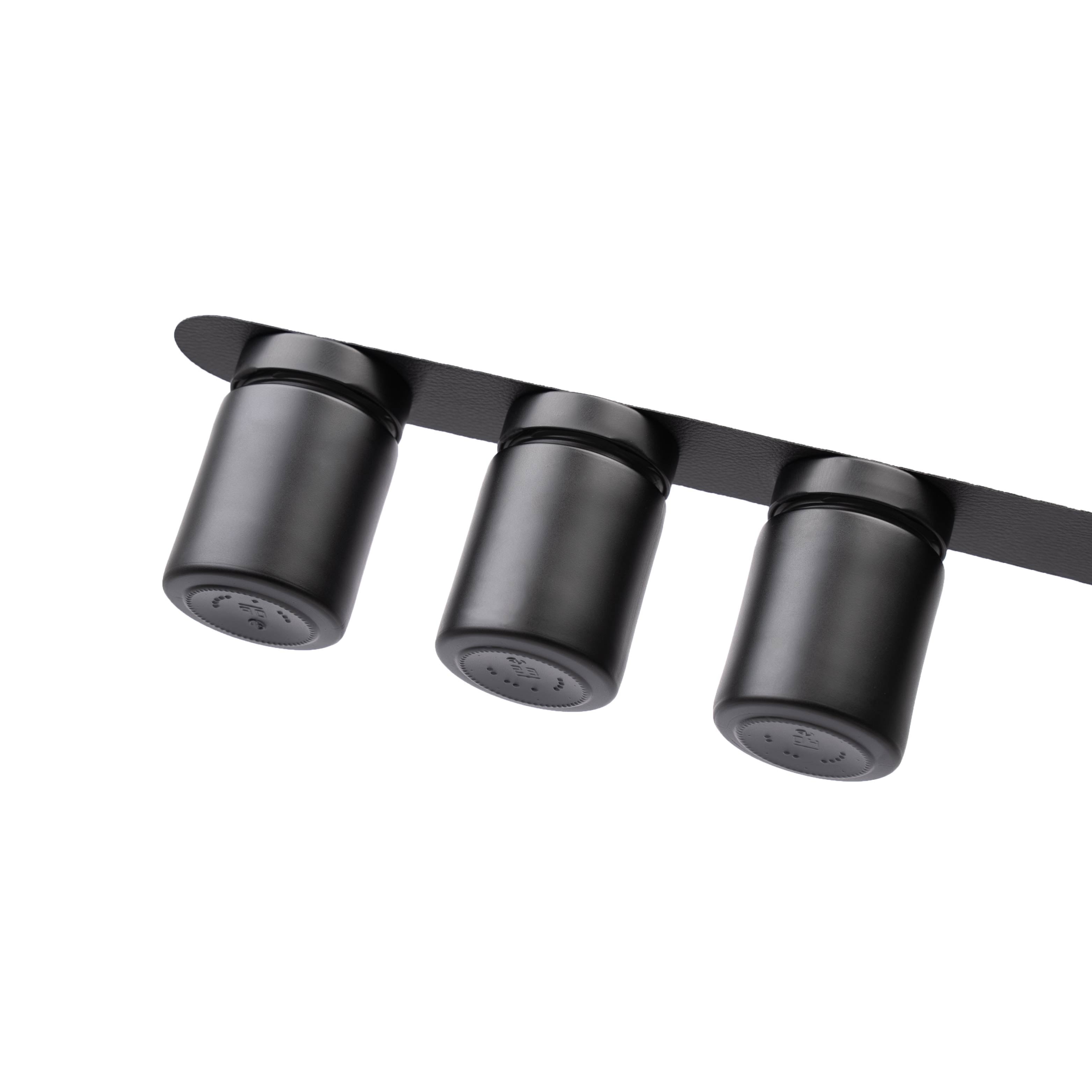 Premium ALL BLACK Magnetic Spice Jars 192ml with Black Strip - Ideal for Kitchen Organization & Spice Storage