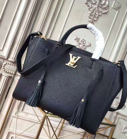 LV Lockme Tote Handbag - Luxury Leather Noir Black Shoulder Bag for Women | Perfect for Work, Travel & Everyday Use