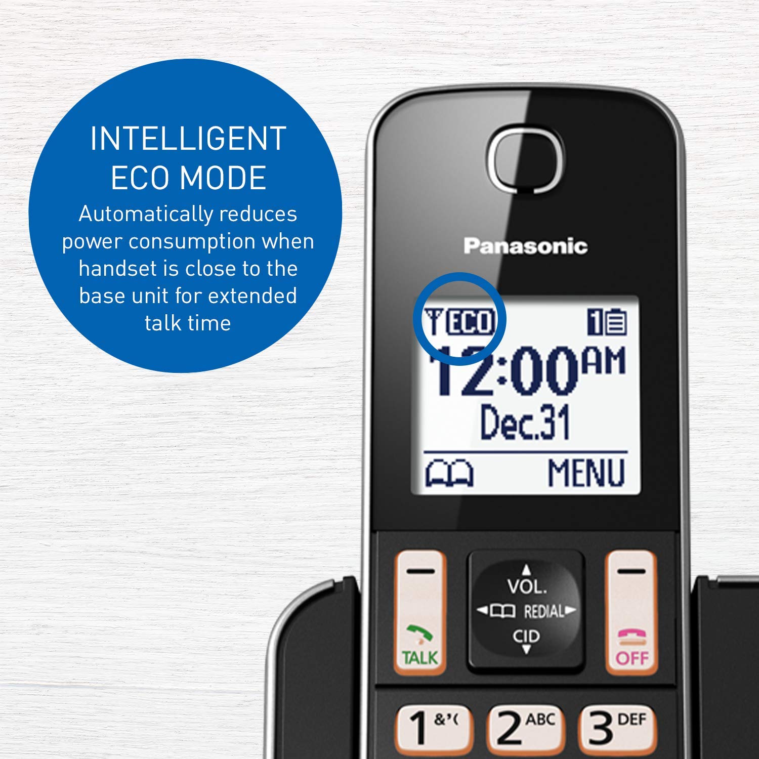 Panasonic KX-TGD390CB DECT 6.0 Expandable Cordless Phone with Answering Machine, Call Block & 1 Handset - Black | Home & Office Communication Solution