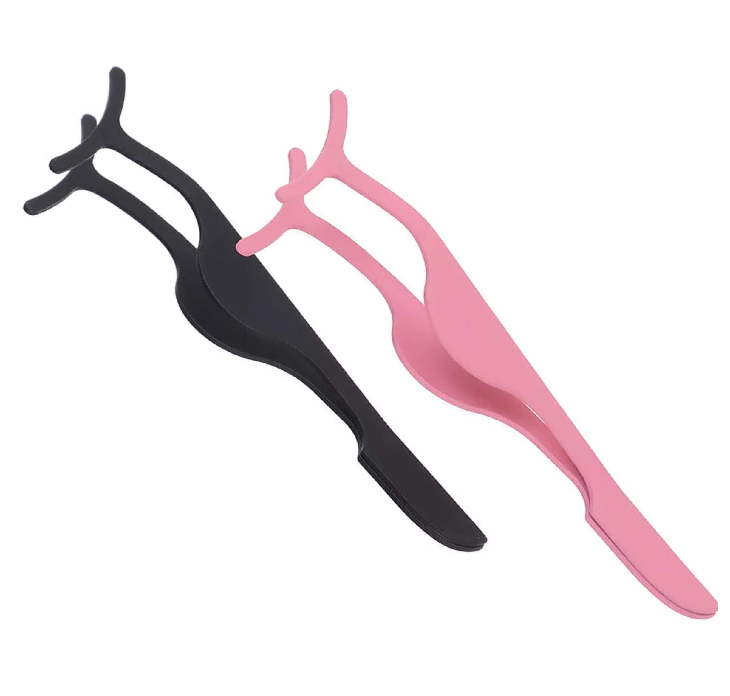 BAMBBLE False Eyelash Applicator Set [2 Pack] - Stainless Steel Eyelash Tweezers for Easy Application & Removal | Professional Makeup Tools for Lashes & Extensions | Perfect for Home, Salon & Travel Use