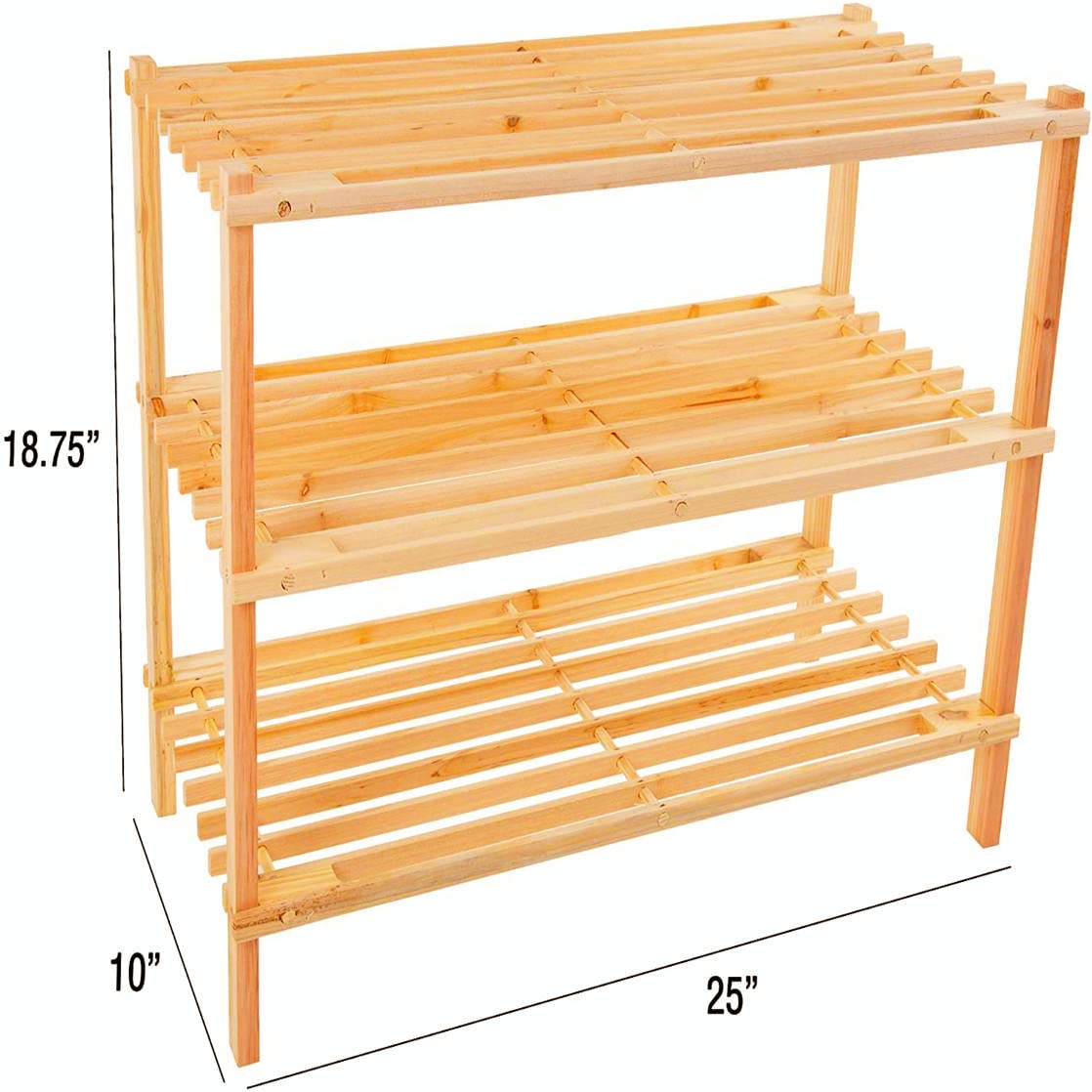 3-Tier Stackable Wooden Shoe Rack Organizer - Premium Natural Wood Shoe Shelf for Closet, Hallway, Living Room & Entryway Storage - Perfect for Small Spaces & Home Organization