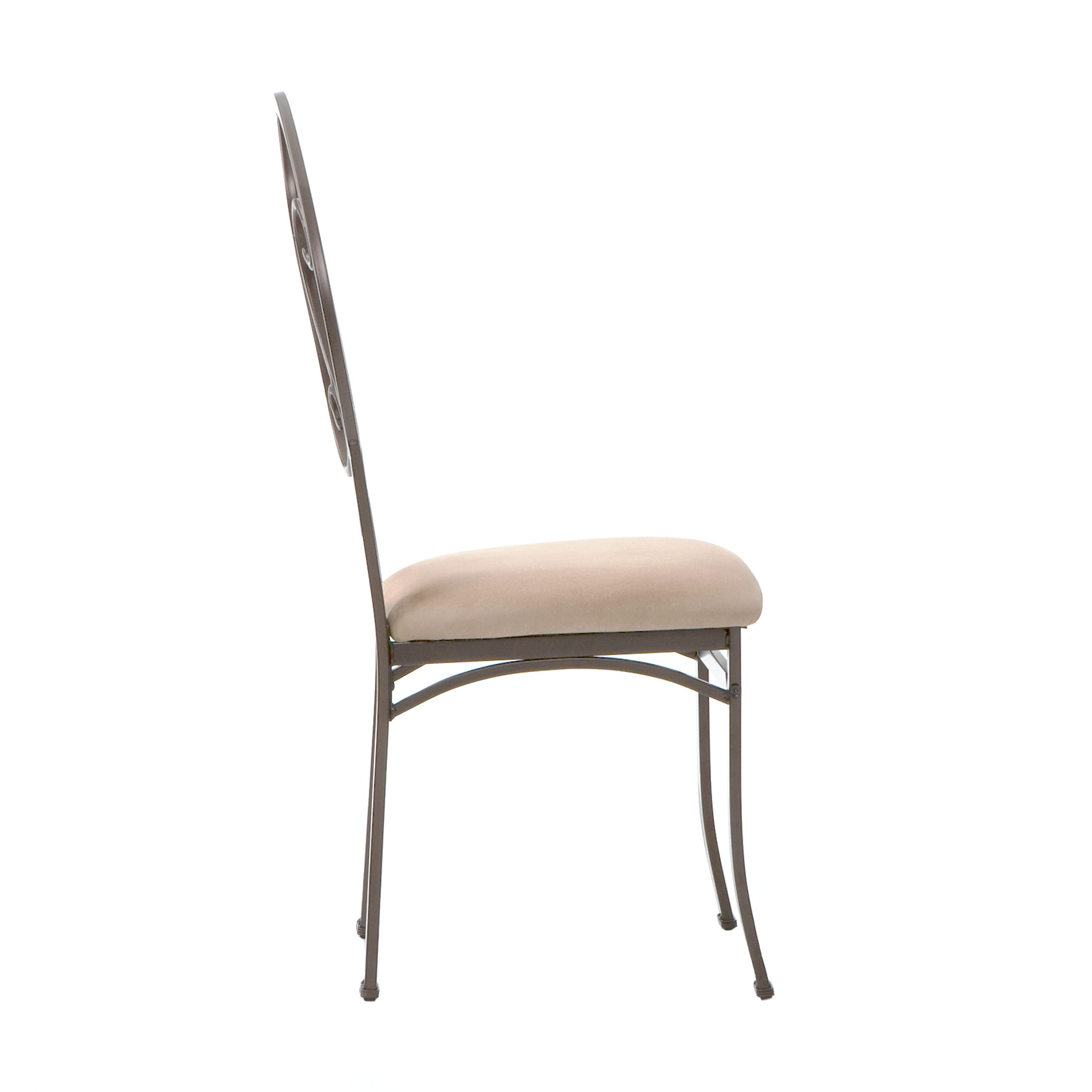 SEI Furniture Lucianna Dining Chairs Set of 4 - Dark Brown Wood Frame with Beige Suede Upholstered Seats - Modern Kitchen & Dining Room Furniture for Home Decor