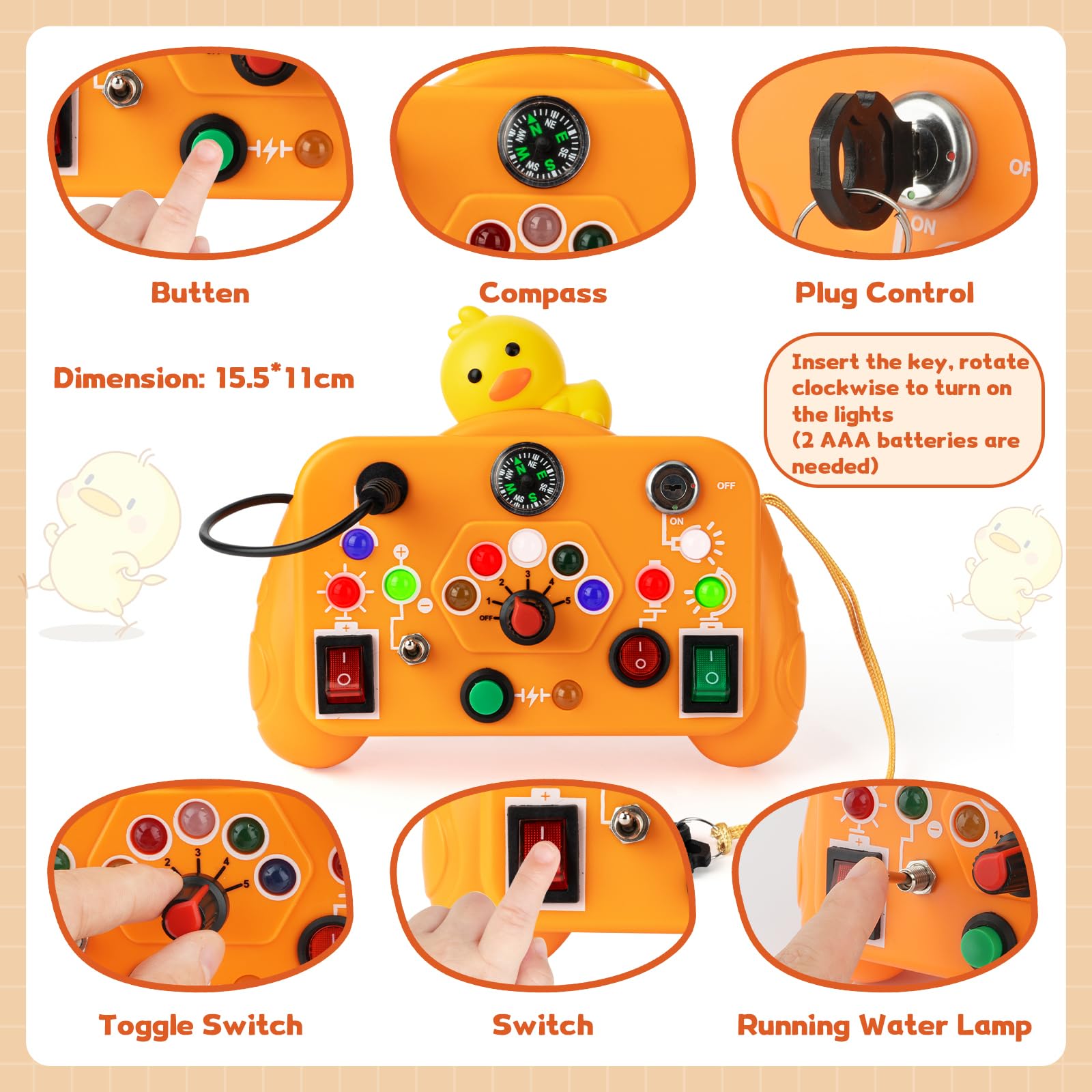 Montessori Busy Board for Toddlers - Sensory Learning Toy with 8 Switches & Activities - Perfect Travel Toy for Road Trips - Educational Gift for Boys & Girls - Ideal for Airplane, Car Rides & Home Playtime