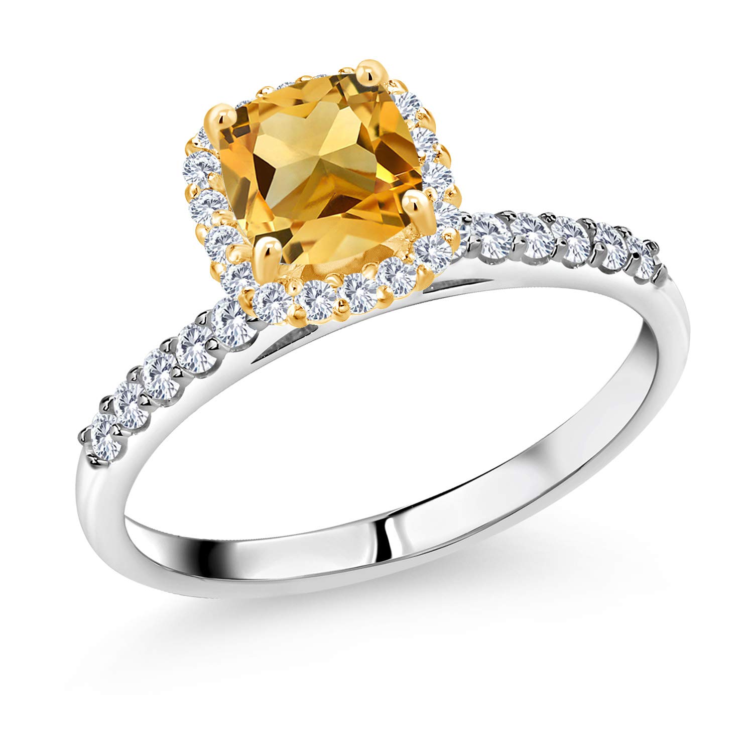 1.56Ct Yellow Citrine & Lab Diamond 10K Gold Ring for Women - Elegant Gift