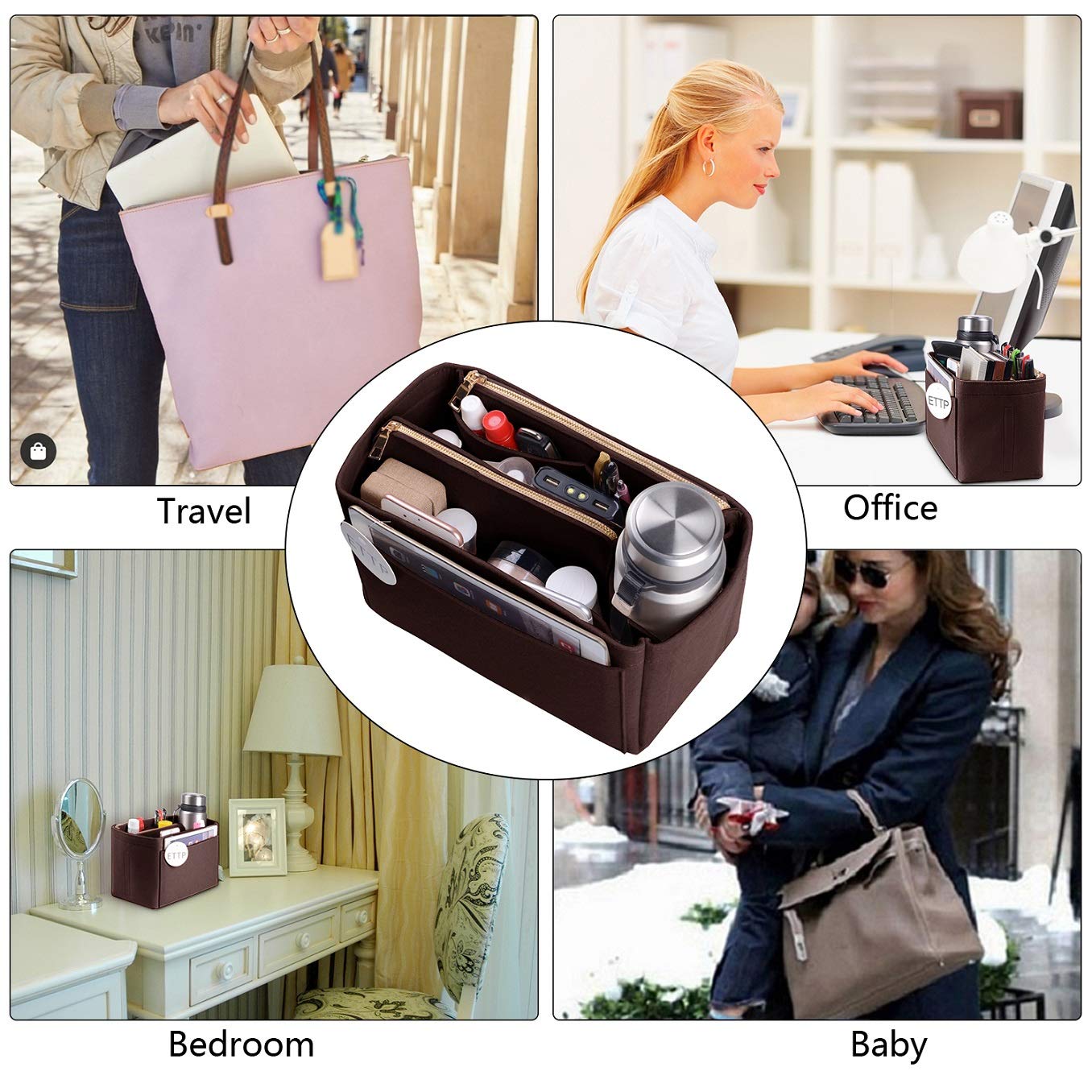 LV Speedy Neverfull Tote Handbag Purse Organizer Insert - 5 Sizes Felt Bag Shaper & Storage Solution for Women's Luxury Bags | Perfect for Travel, Work & Daily Use