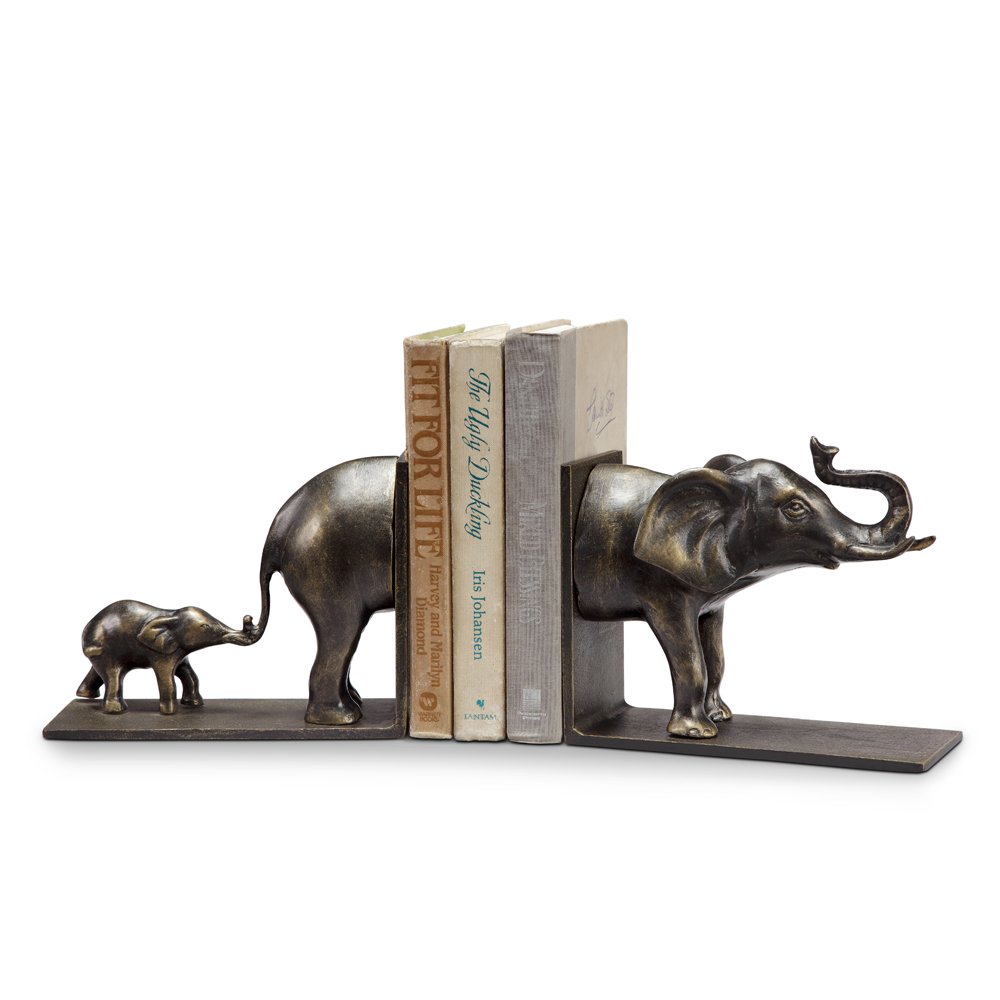 Elephant and Baby Bookends - Handmade Solid Wood Bookends for Shelves, Nursery Decor, Baby Shower Gift - Perfect for Home Office, Kids Room, and Bookshelf Organization