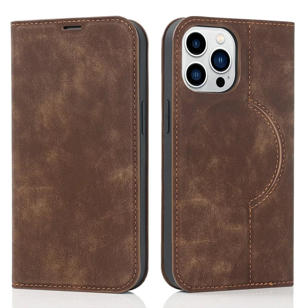 Premium Genuine Leather Wallet Case with MagSafe for iPhone 13/14/15 Pro Max - Slim RFID Blocking Card Holder for Daily Use & Travel