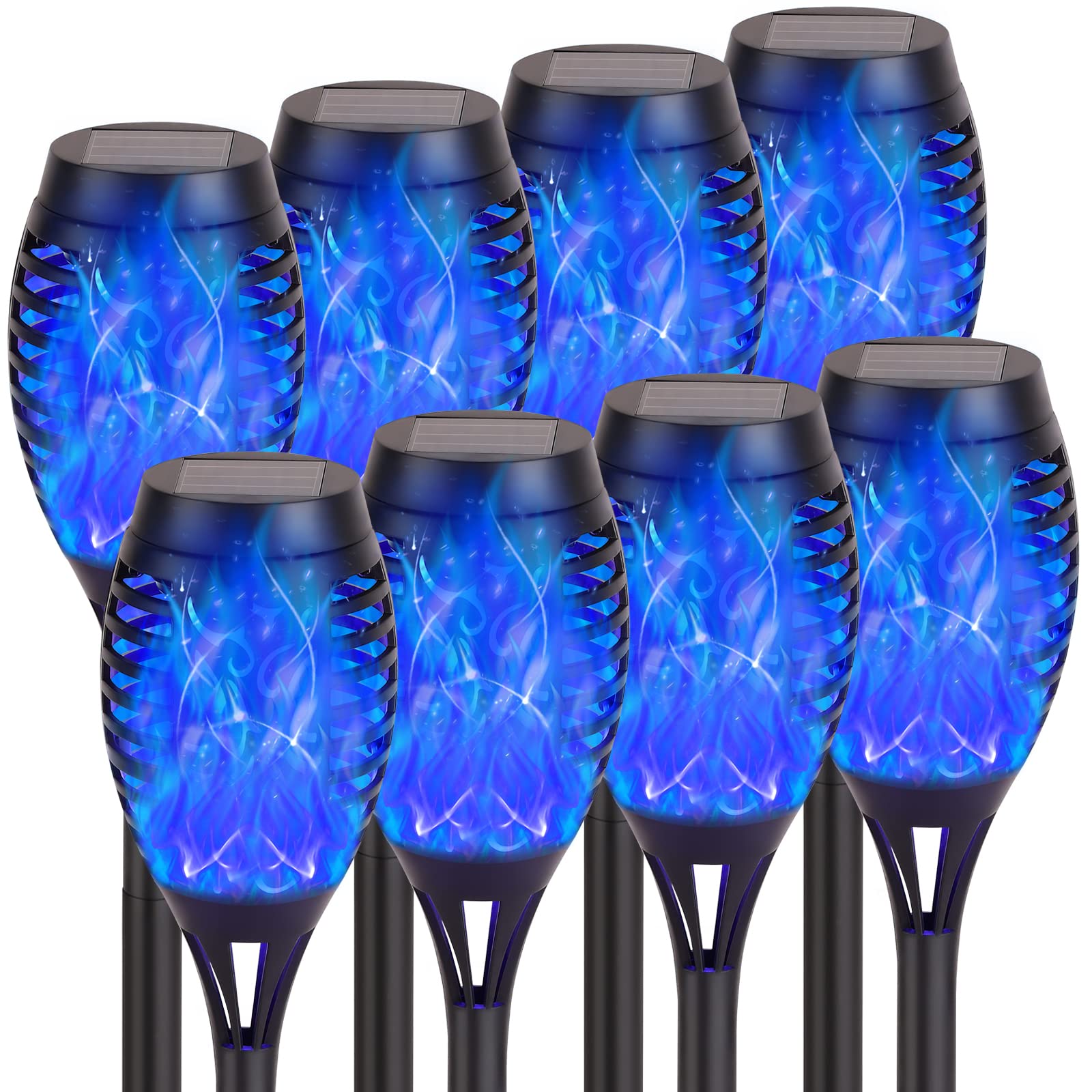 Upgraded 8 Pack Solar Outdoor Lights with Flickering Flame - Waterproof Solar Torch Lights for Pathway, Porch, Yard - Perfect for Garden Decor, Patio Lighting & Landscape Illumination at Night