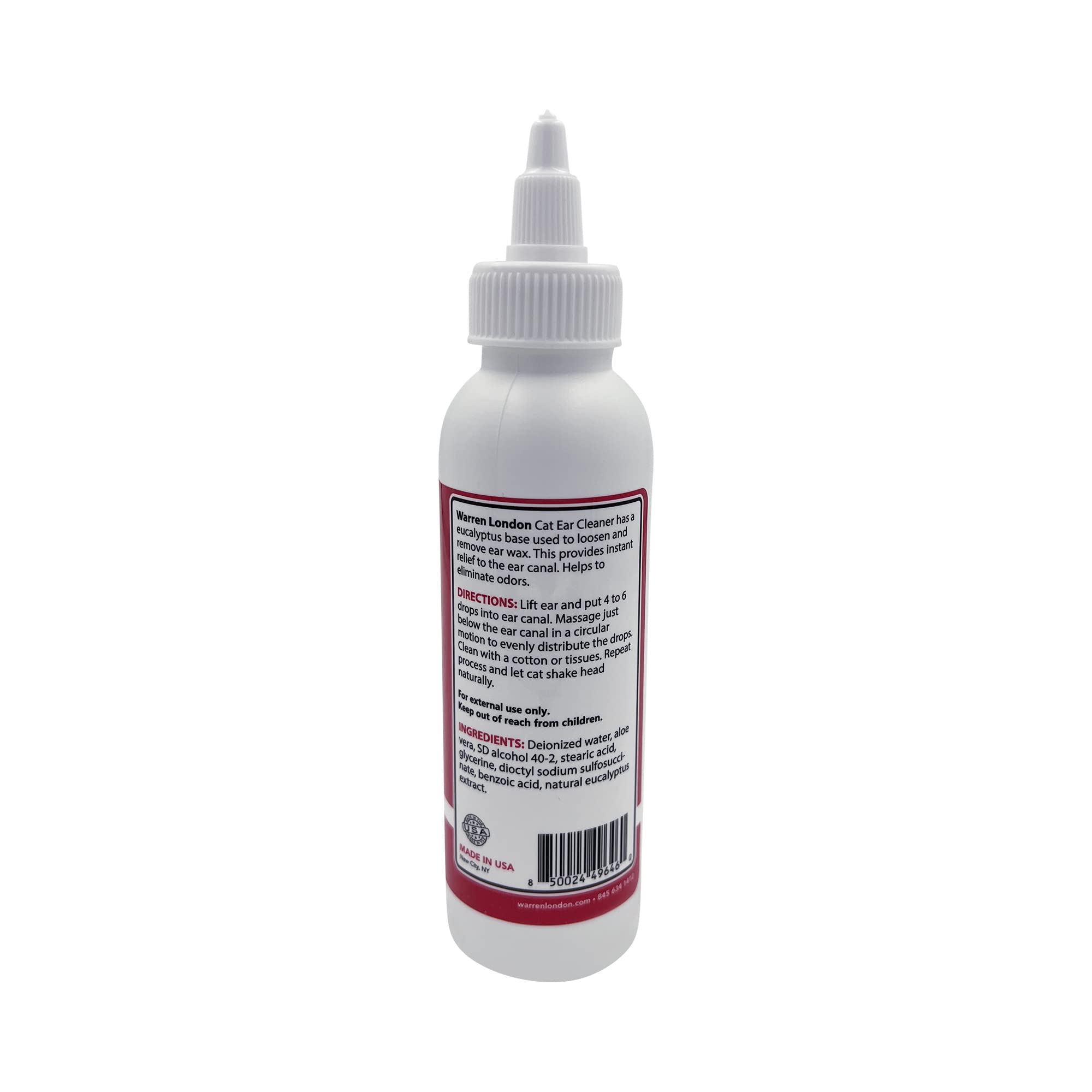 Warren London Cat Ear Cleaner with Aloe Vera - Gentle Ear Cleaning Solution for Cats & Kittens - Made in USA - Perfect for Routine Ear Care and Wax Removal at Home