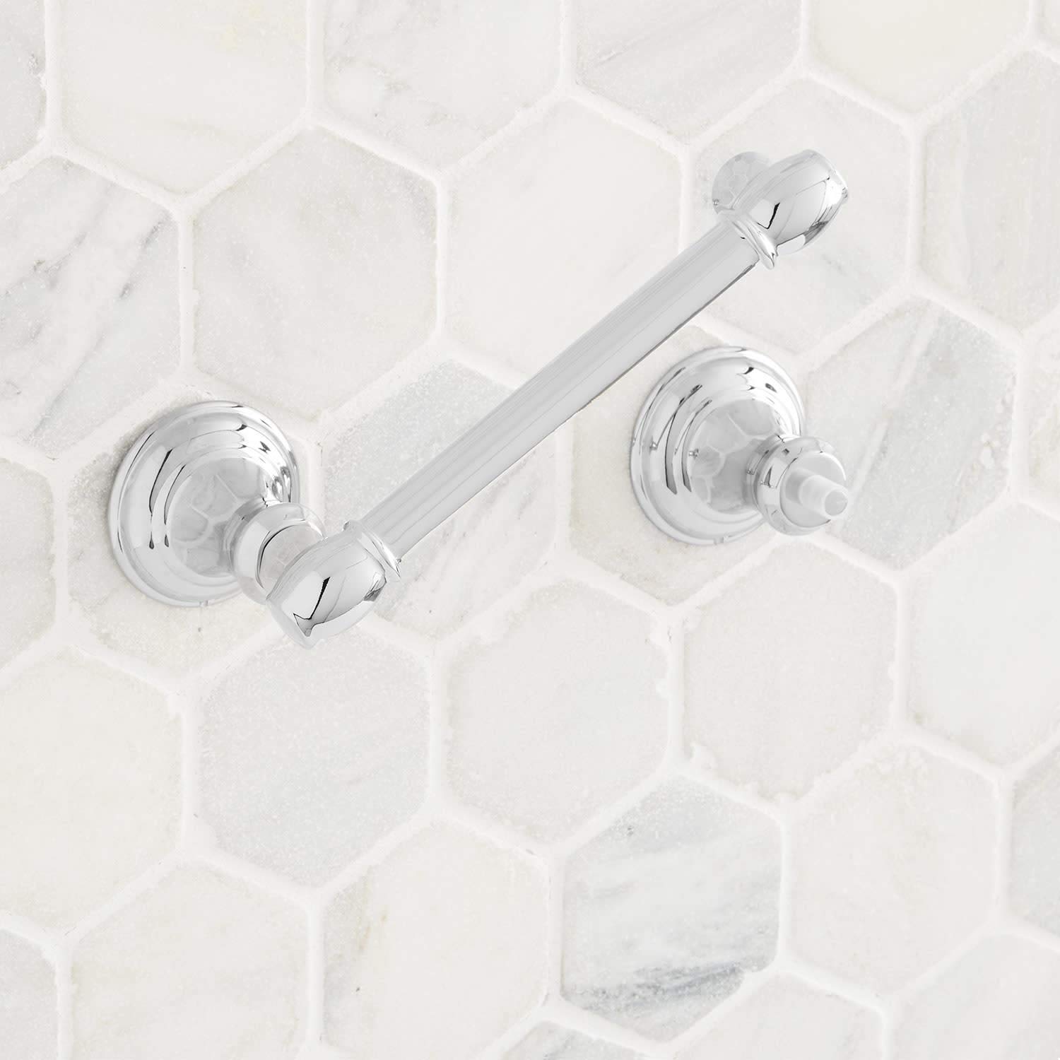 Signature Hardware 446910 Beasley Double Post Toilet Paper Holder - Chrome Finish - Bathroom Tissue Roll Stand for Modern & Traditional Bathrooms