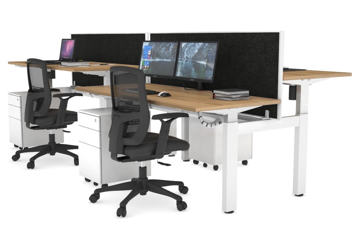 Adjustable Height 4-Person H Bench Workstation - White Frame [1200L x 700W] for Office, Classroom, or Workshop Use