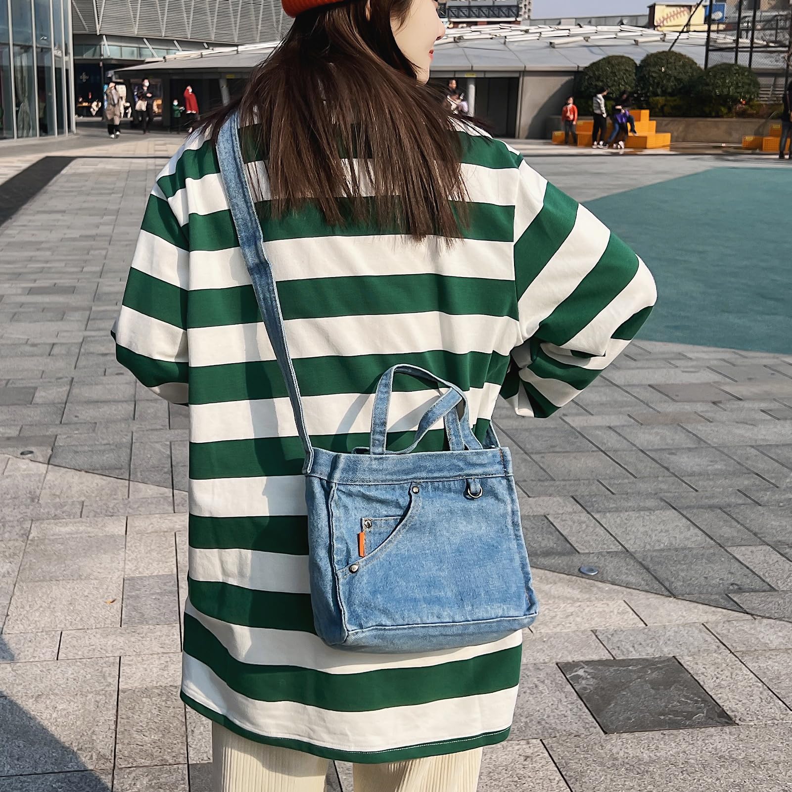 Micmores Women's Denim Crossbody Purse - Stylish Small Tote Hobo Handbag for Everyday Use, Travel & Shopping