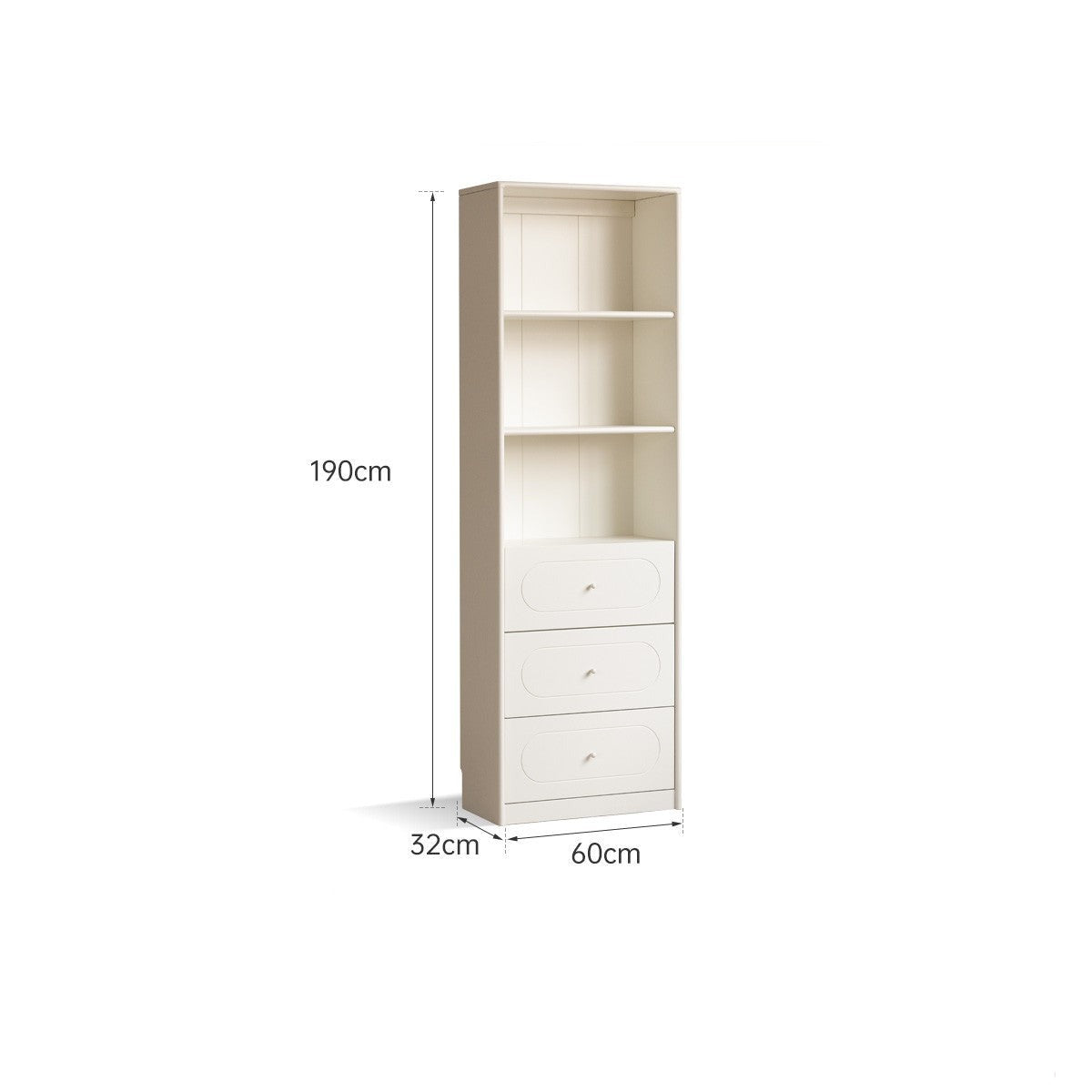 French Cream Style Poplar Solid Wood Bookcase with Glass Door - Whole Wall Combination for Living Room, Office & Library Storage