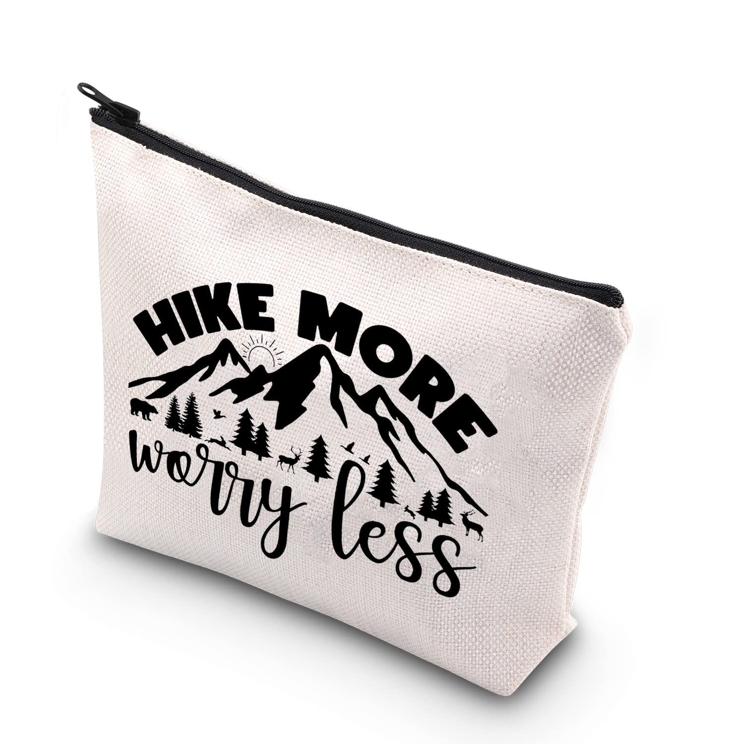 BDPWSS Hiking Makeup Bag - Waterproof & Durable Cosmetic Organizer for Hikers, Campers & Outdoor Enthusiasts - Perfect Gift for Nature Lovers (Hike More Worry Less) - Ideal for Camping Trips, Backpacking & Mountain Adventures