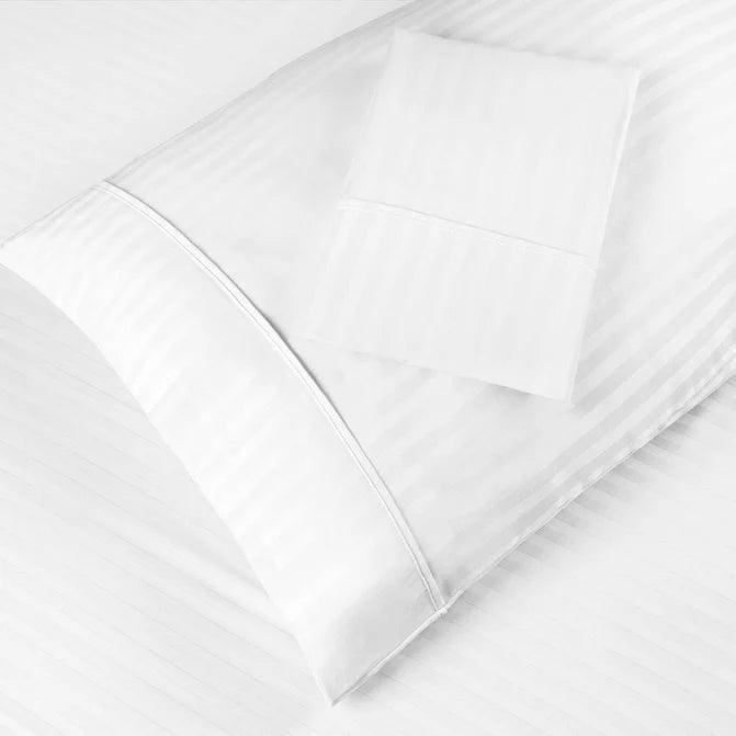 Premium Egyptian Cotton 300 Thread Count Pillowcase Set - 2 Piece Striped Bedding for Luxury Hotels & Home Decor | Soft Breathable Pillow Covers for Ultimate Comfort