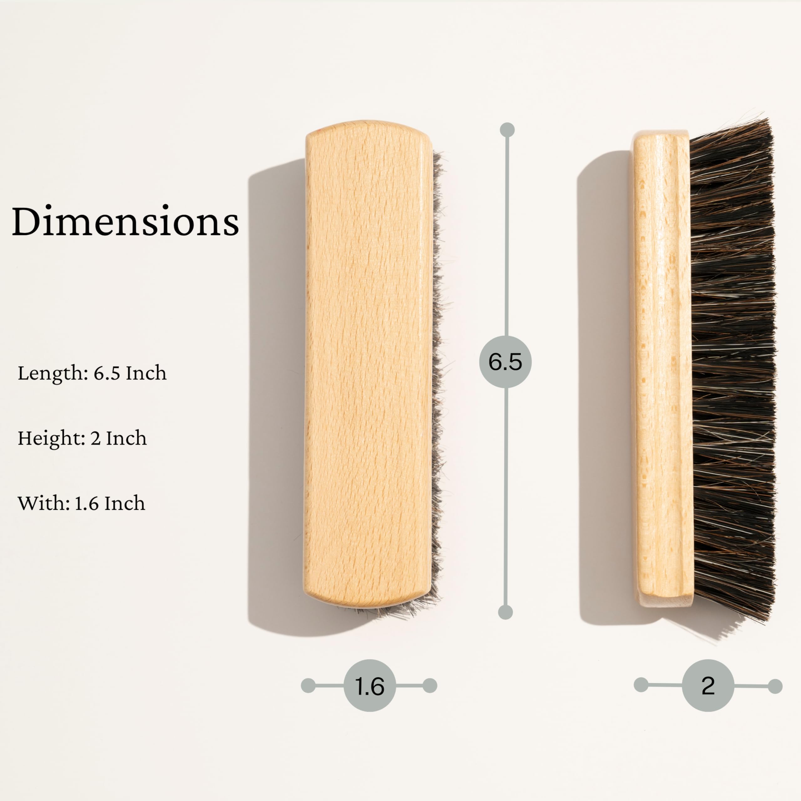 Premium Konex Handcrafted Wooden Shoe Brush - Horsehair & Tampico Bristles for Gentle Cleaning & Polishing - Best for Leather Shoes, Dress Shoes & Boots - Perfect for Home, Office & Travel Shoe Care