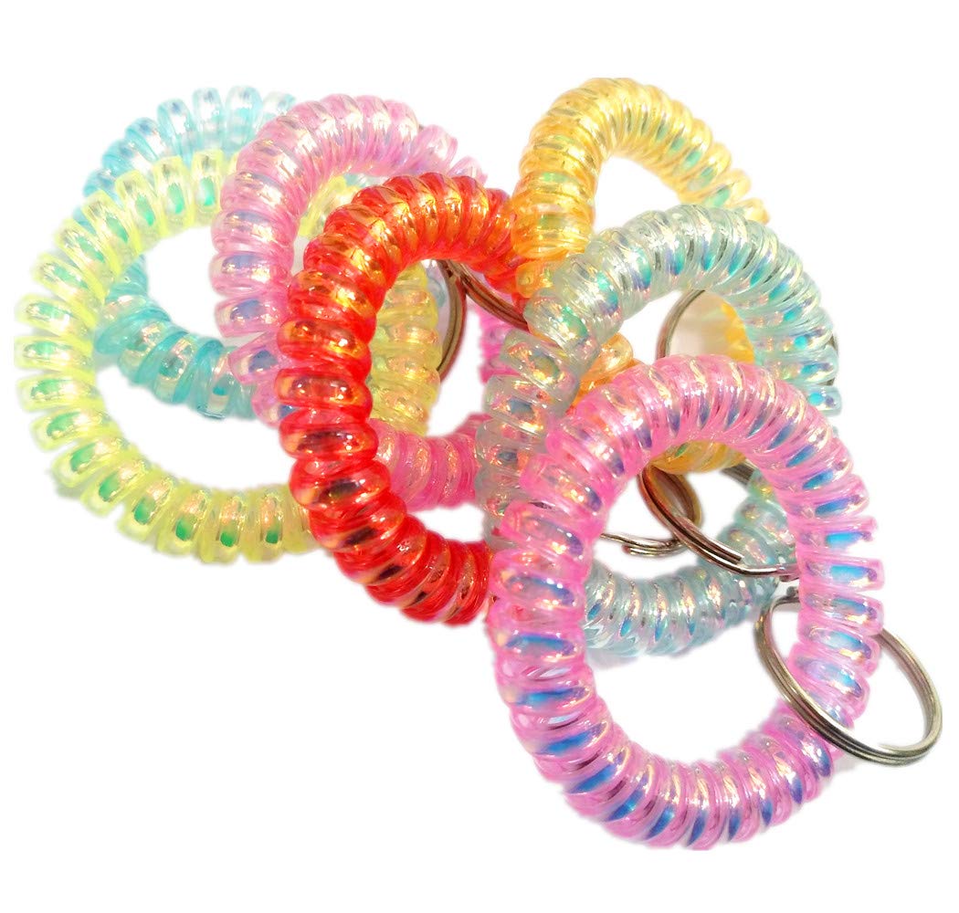 Durable Spiral Wristband Keychain - Pack of 5, Sweet Family Coil Bracelet for Keys, Wristband & Tag - Perfect for Key Organization, Gym, Hiking & Everyday Carry