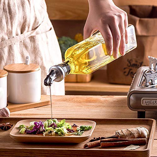 Premium Glass Oil Dispenser Bottle - 1000ml (33.8oz) - Set of 2 Clear Kitchen Oil Bottles with Drip-Free Spout - Perfect for Olive Oil, Vinegar & Cooking Oils - Ideal for Restaurants, Home Kitchens & Meal Prep