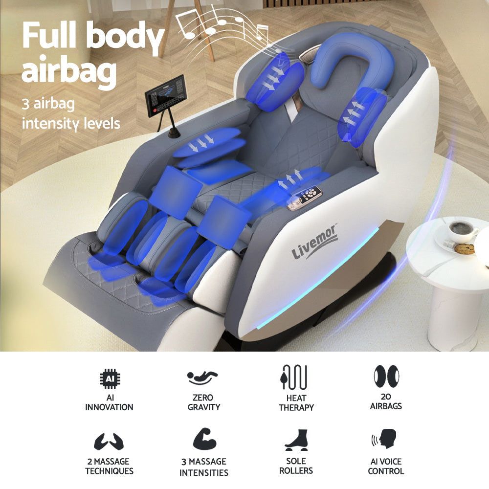 Livemor Electric Massage Chair with Recliner - Full Body Shiatsu Massager for Home & Office - Perfect for Relaxation, Pain Relief & Stress Relief