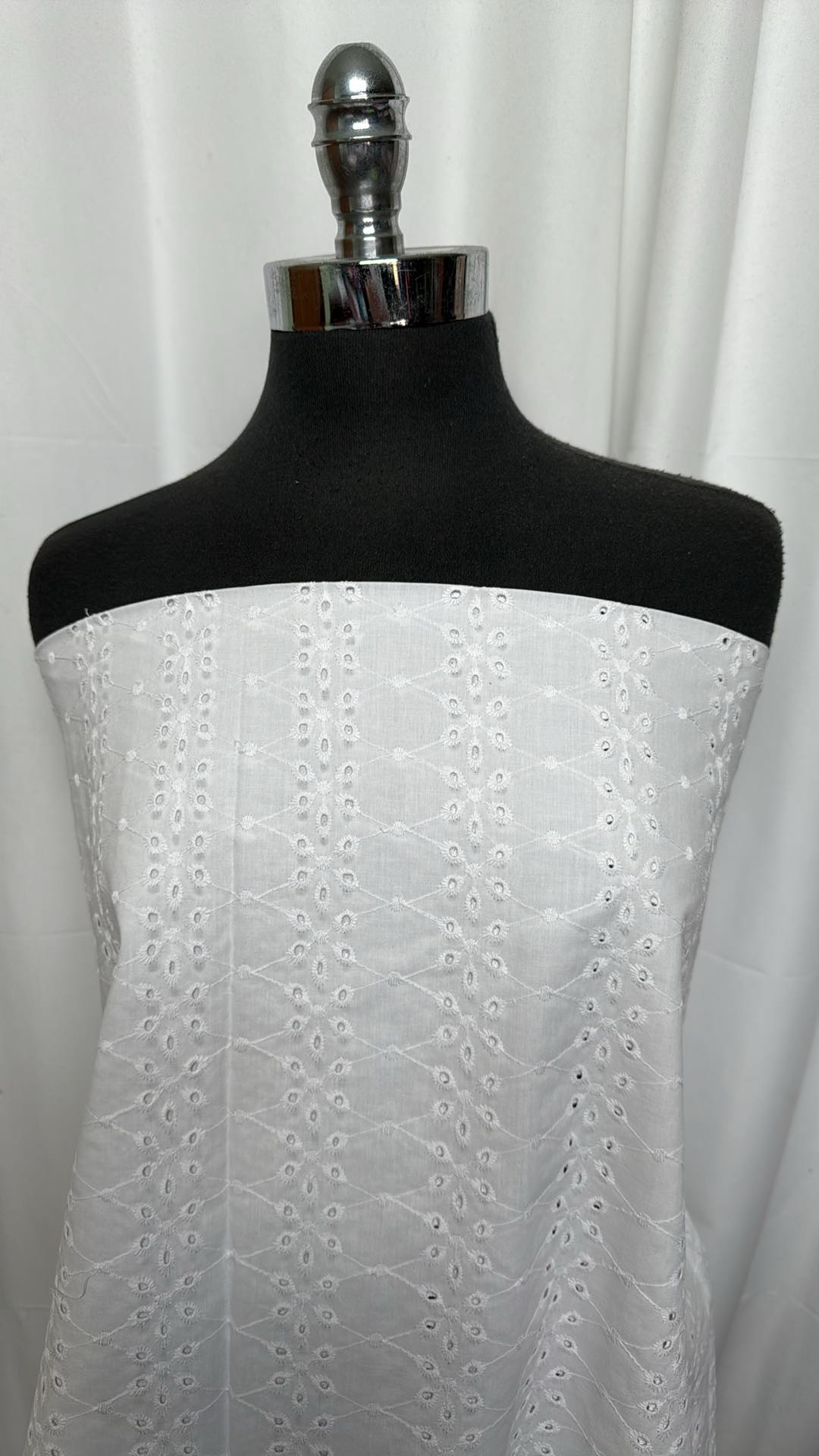 Premium White Eyelet Cotton Fabric - 2 Yard Cut for DIY Dresses, Curtains & Home Decor Projects