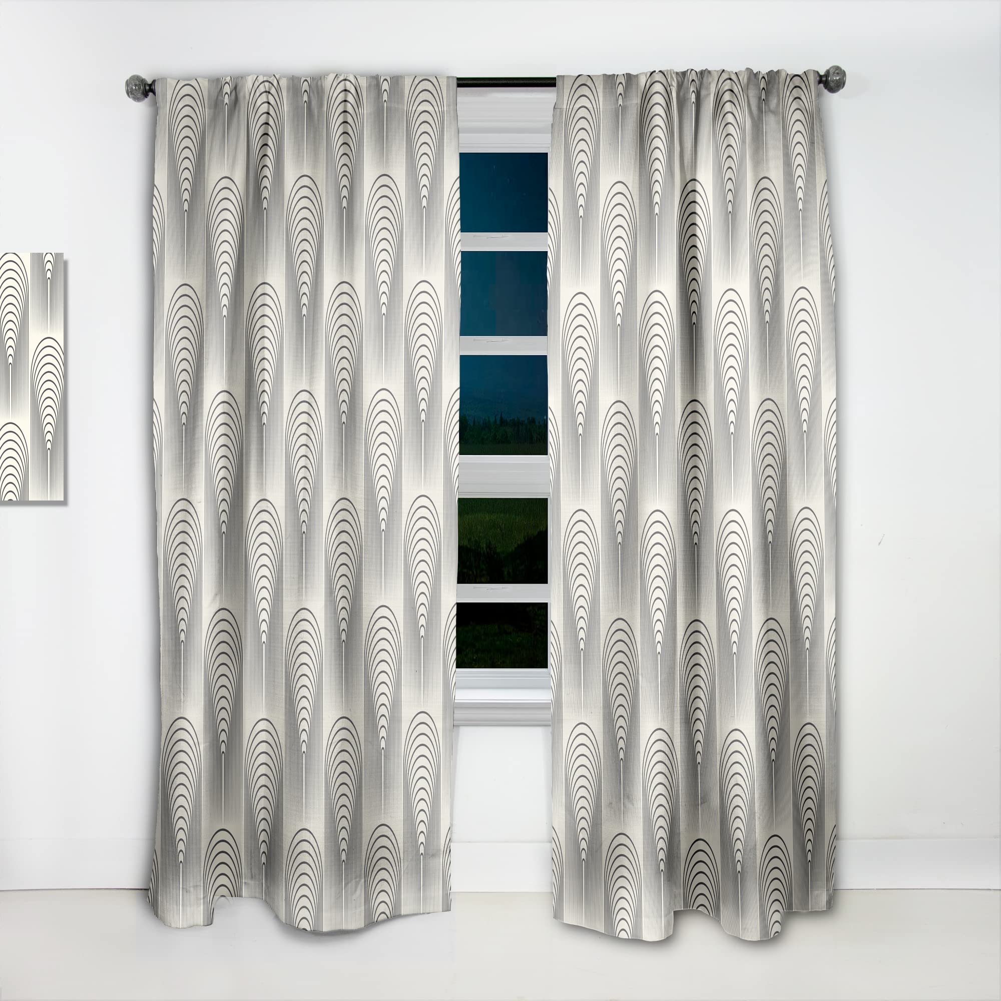 DesignQ Retro Geometric Cone Pattern Blackout Curtains - Thermal Insulated Single Panel (52x120 Inches) for Bedroom & Living Room - Perfect for Home Decor, Privacy & Temperature Control