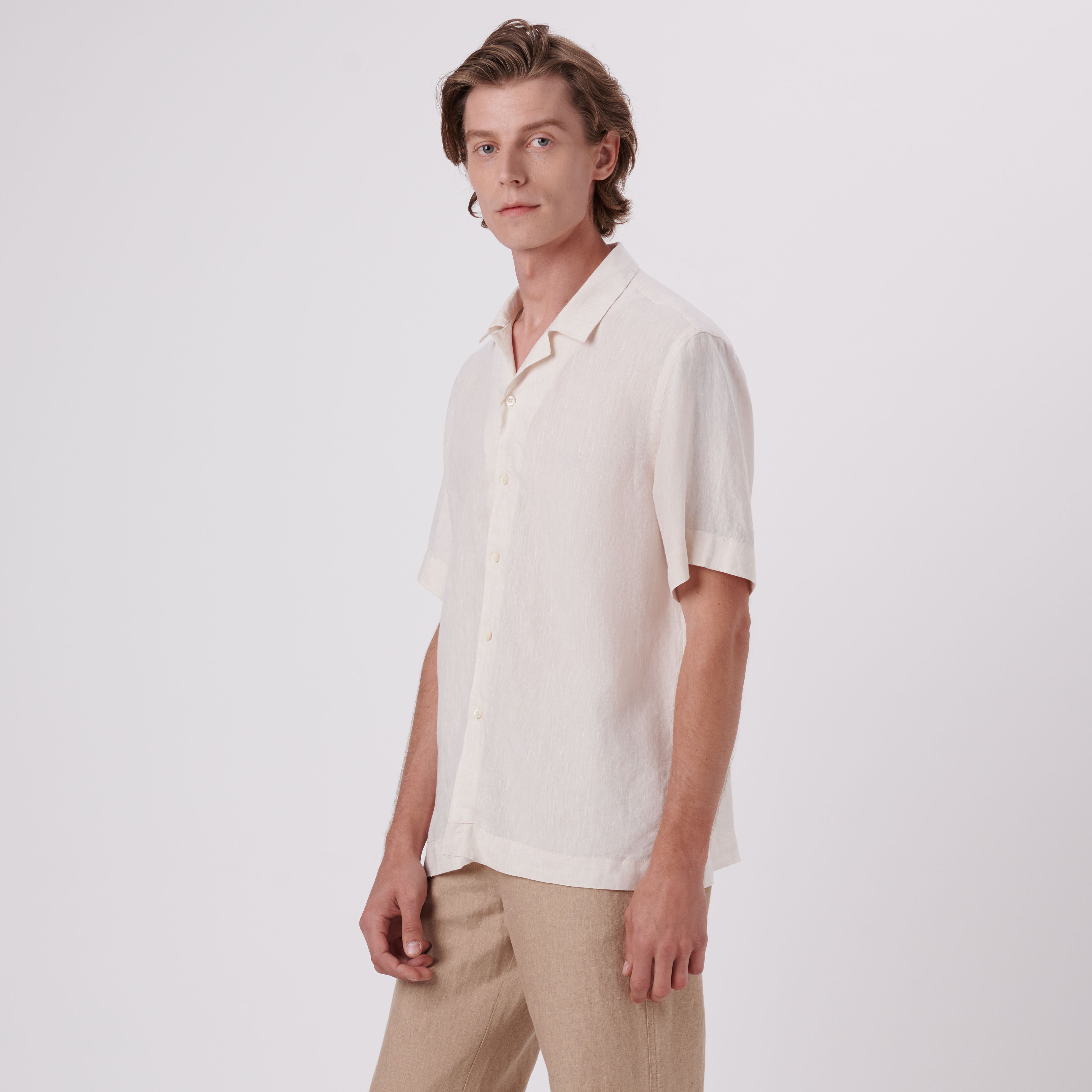Jackson Men's Solid Short Sleeve Linen Shirt - Breathable Summer Casual Button Down Shirt for Outdoor Activities & Travel