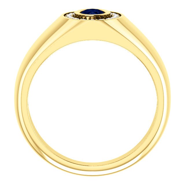 14K Gold Men's Oval Halo Ring with 0.70ct Sapphire & 0.18ctw Diamonds - Elegant Wedding Band, Anniversary Gift for Him, Engagement Jewelry