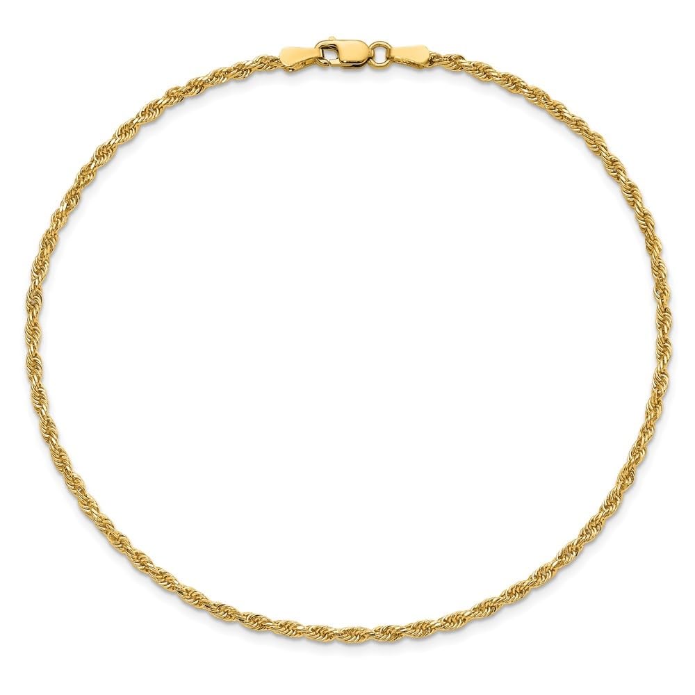 14K Yellow Gold 2mm Diamond-Cut Rope Chain Anklet for Women - Dainty & Elegant Ankle Bracelet - Perfect for Beach, Parties & Everyday Wear