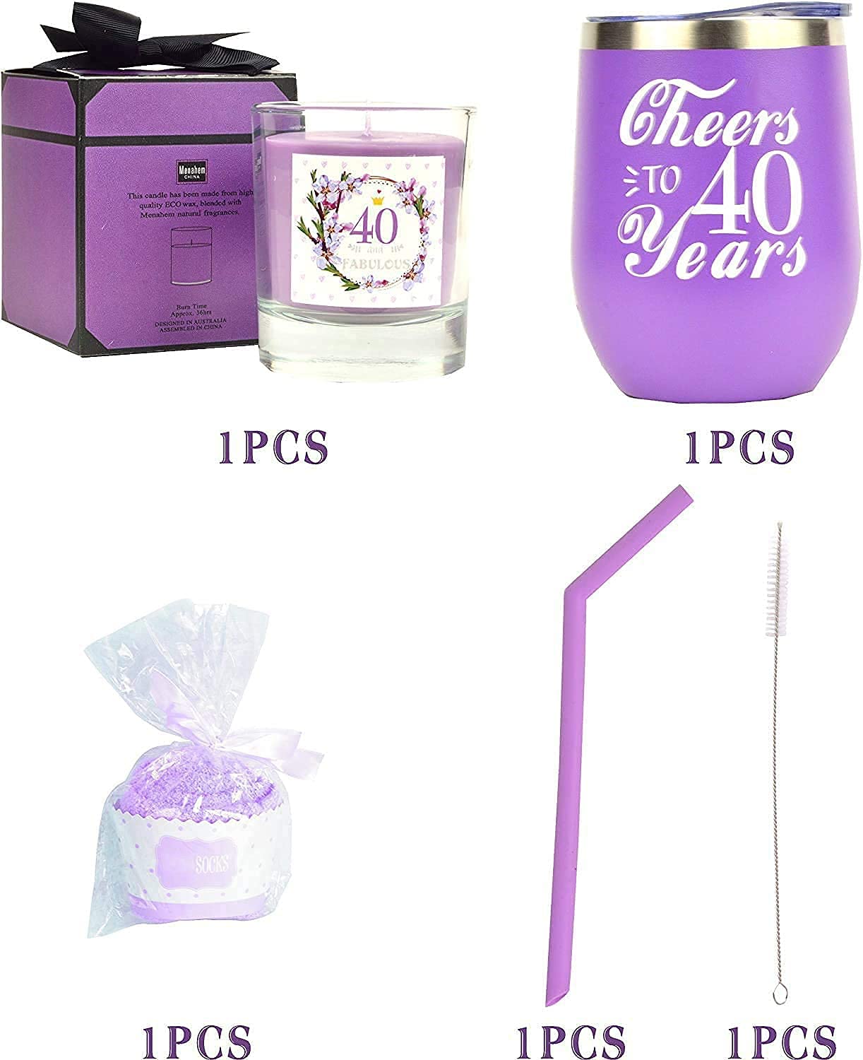 MEANT2TOBE 40th Birthday Gifts for Women - Insulated Tumbler Cup with Lid & Straw, Personalized 40th Birthday Decorations & Party Supplies - Perfect Gift for 40 Year Old Woman, Mom, Wife, Sister - Great for Office, Home, Birthday Parties & Daily Use