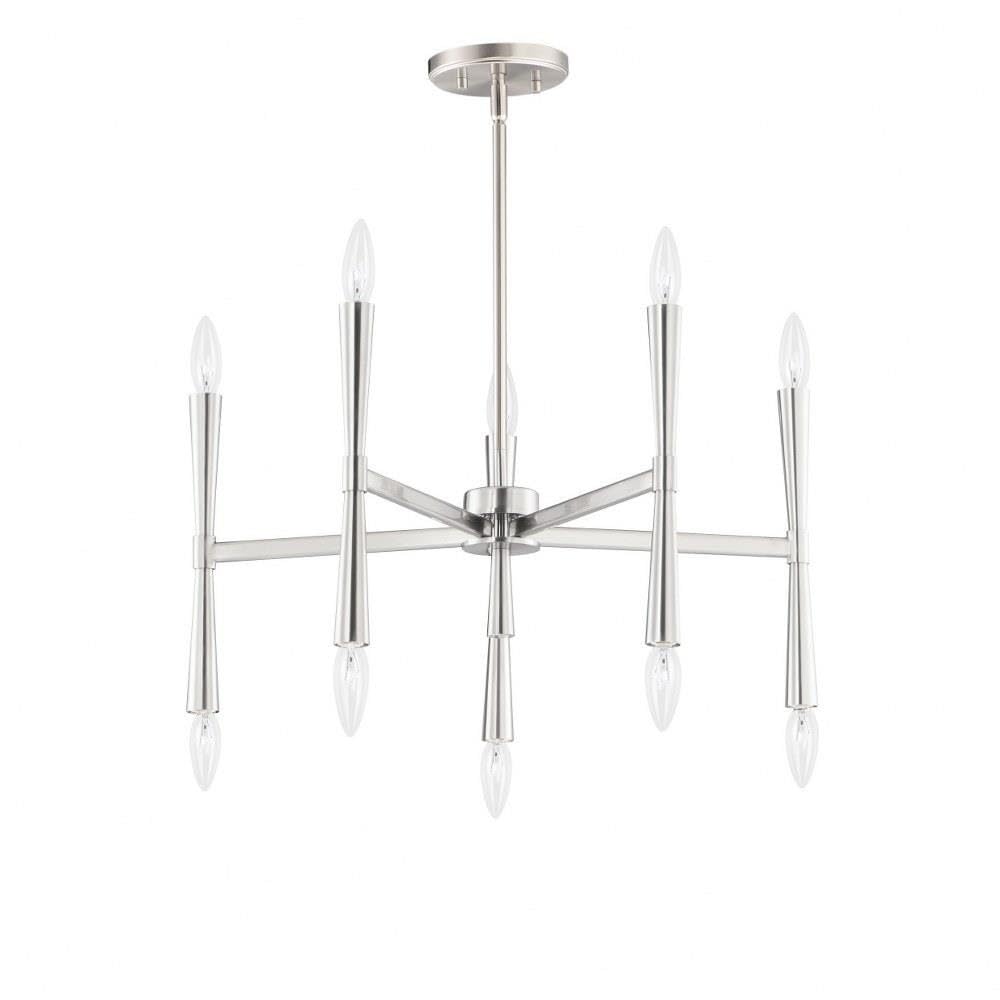 Maxim Rome 10-Light Chandelier in Satin Nickel Finish - Elegant Dining Room Lighting for Formal Dining & Entryway Decor