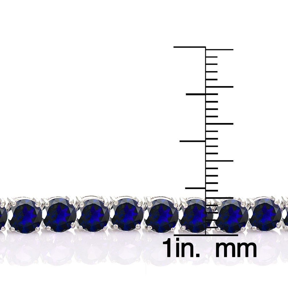 Sterling Silver Tennis Bracelet with 5mm Round Created Ruby, Sapphire or Emerald Gemstones | Elegant Jewelry for Women | Perfect for Weddings, Parties & Everyday Wear