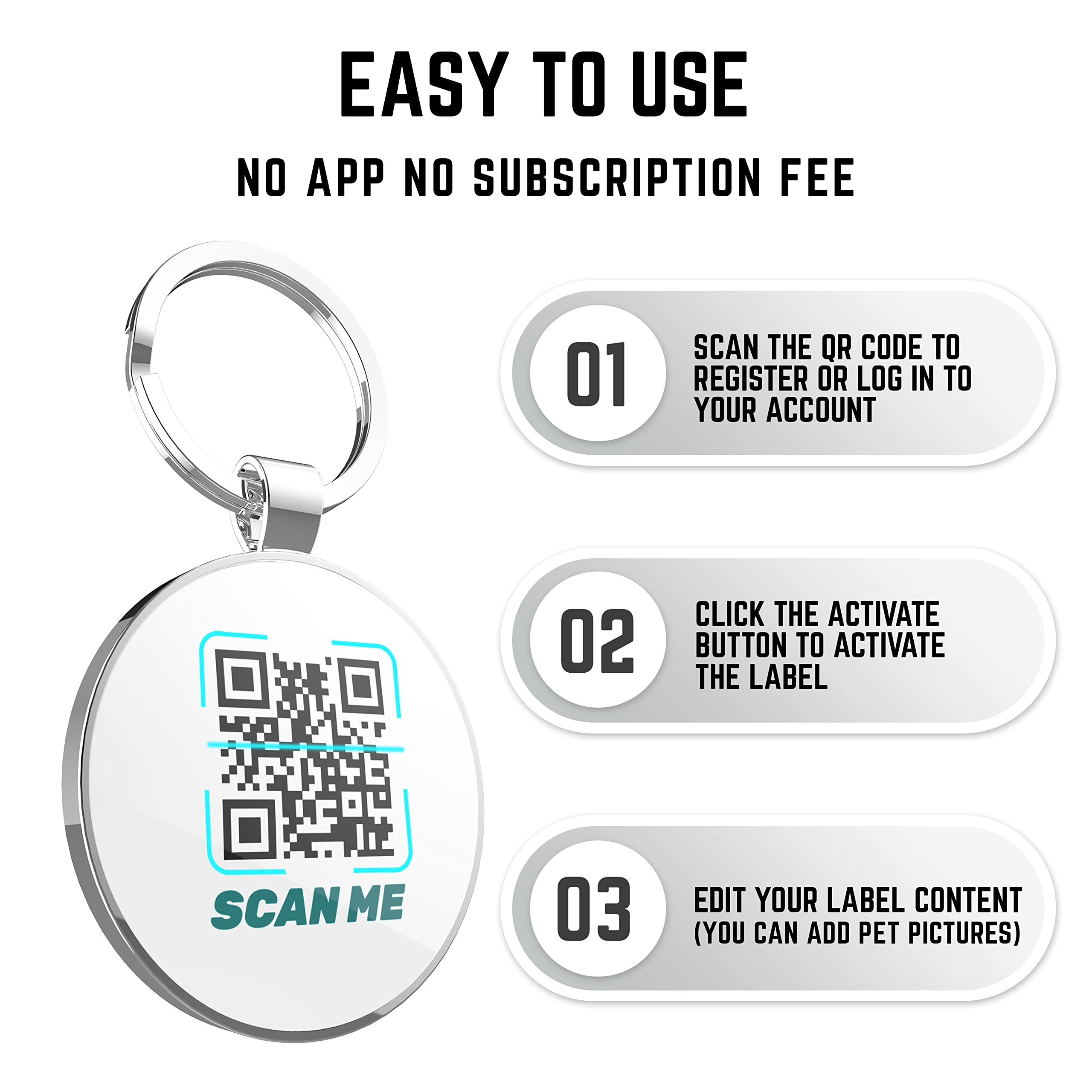 Custom QR Code Dog Tag - Personalized Pet ID Tag with Smart QR Technology | Free Online QR Code & Instant Location Alert Email | Perfect for Lost Pet Recovery & Outdoor Adventures