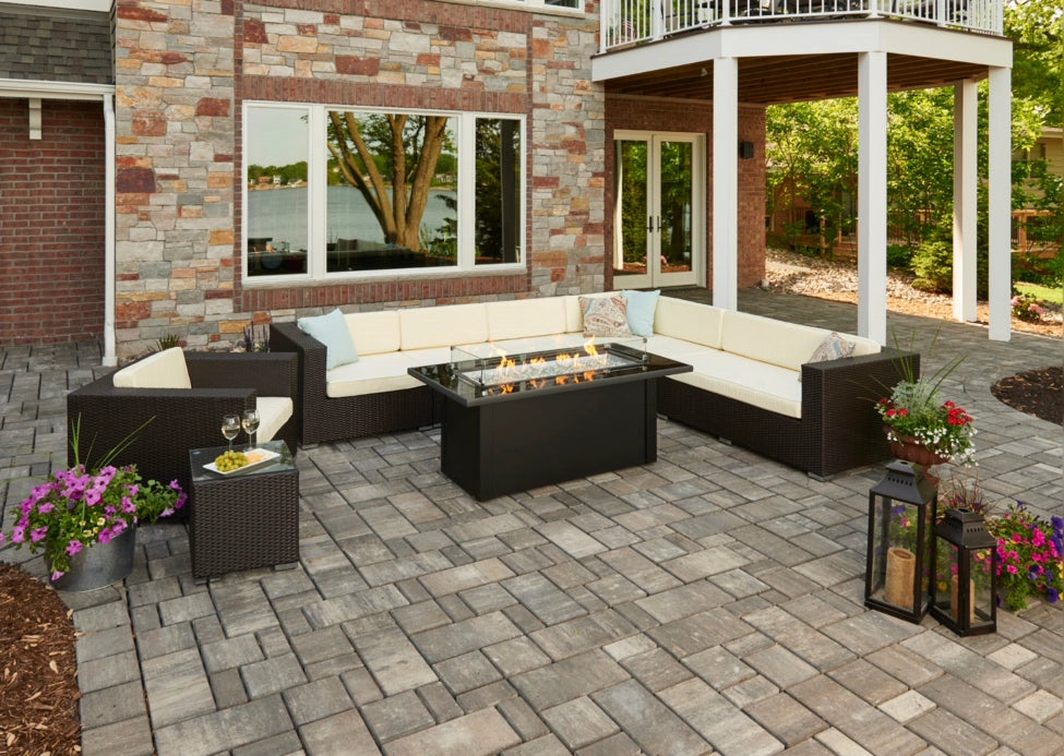 Monte Carlo Linear Gas Fire Pit Table - Outdoor Patio Heater with Modern Design for Backyard, Deck, and Garden Gatherings