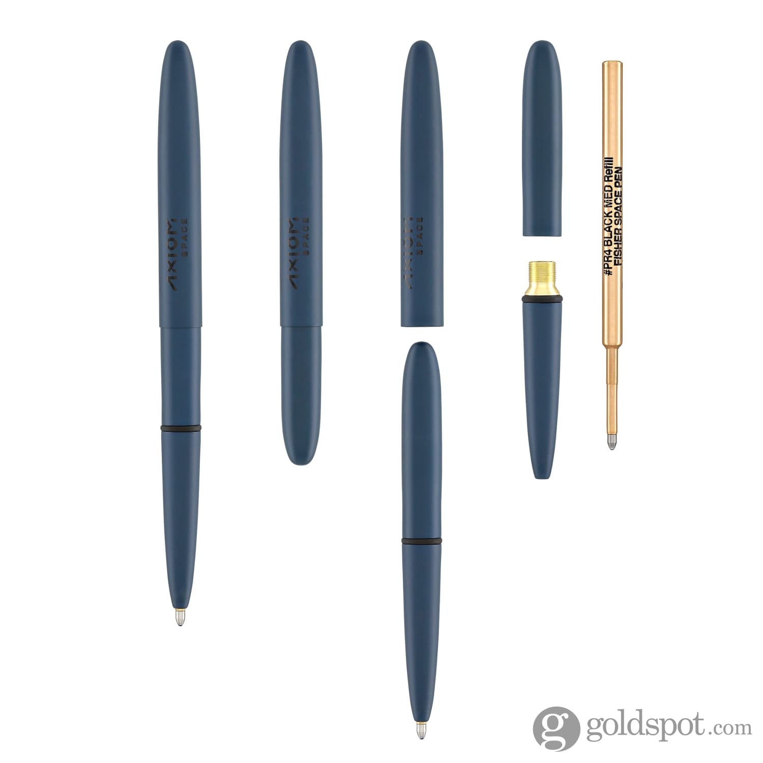 Fisher Space Pen Bullet Ballpoint Pen - Cerakote® Elite Navy Blue with Axiom Space Logo - Compact & Refillable for Everyday Carry, Travel, Gifts & Space Enthusiasts