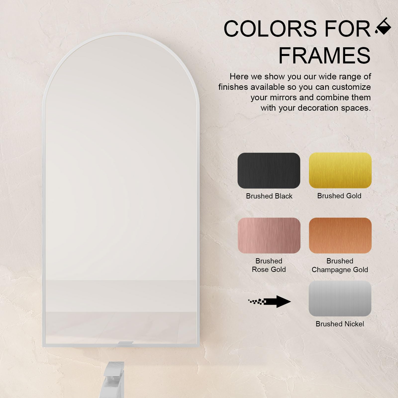 Arched Recessed Medicine Cabinet with Mirror - Brushed Nickel Bathroom Storage Cabinet, 16x31 Inch - Perfect for Small Bathrooms & Vanity Spaces