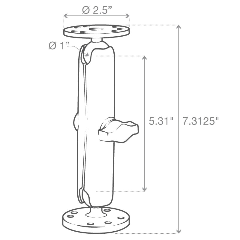 RAM B Size 1 Ball Long Socket Arm (RAM B 101U C) - Heavy Duty Socket Extension for Automotive Repair & Machinery Maintenance