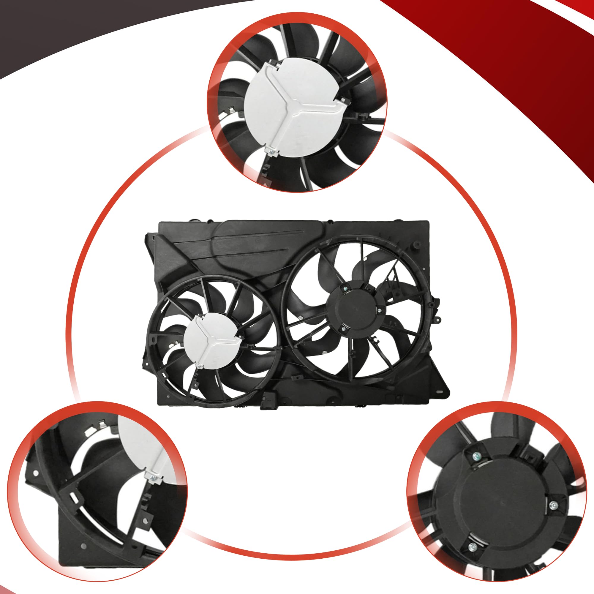 **Ford Explorer/Flex/Lincoln MKT Radiator Condenser Cooling Fan Assembly (2013-2017) - Replacement Part FO3115202 - Perfect for Engine Overheating Prevention & AC System Repair**