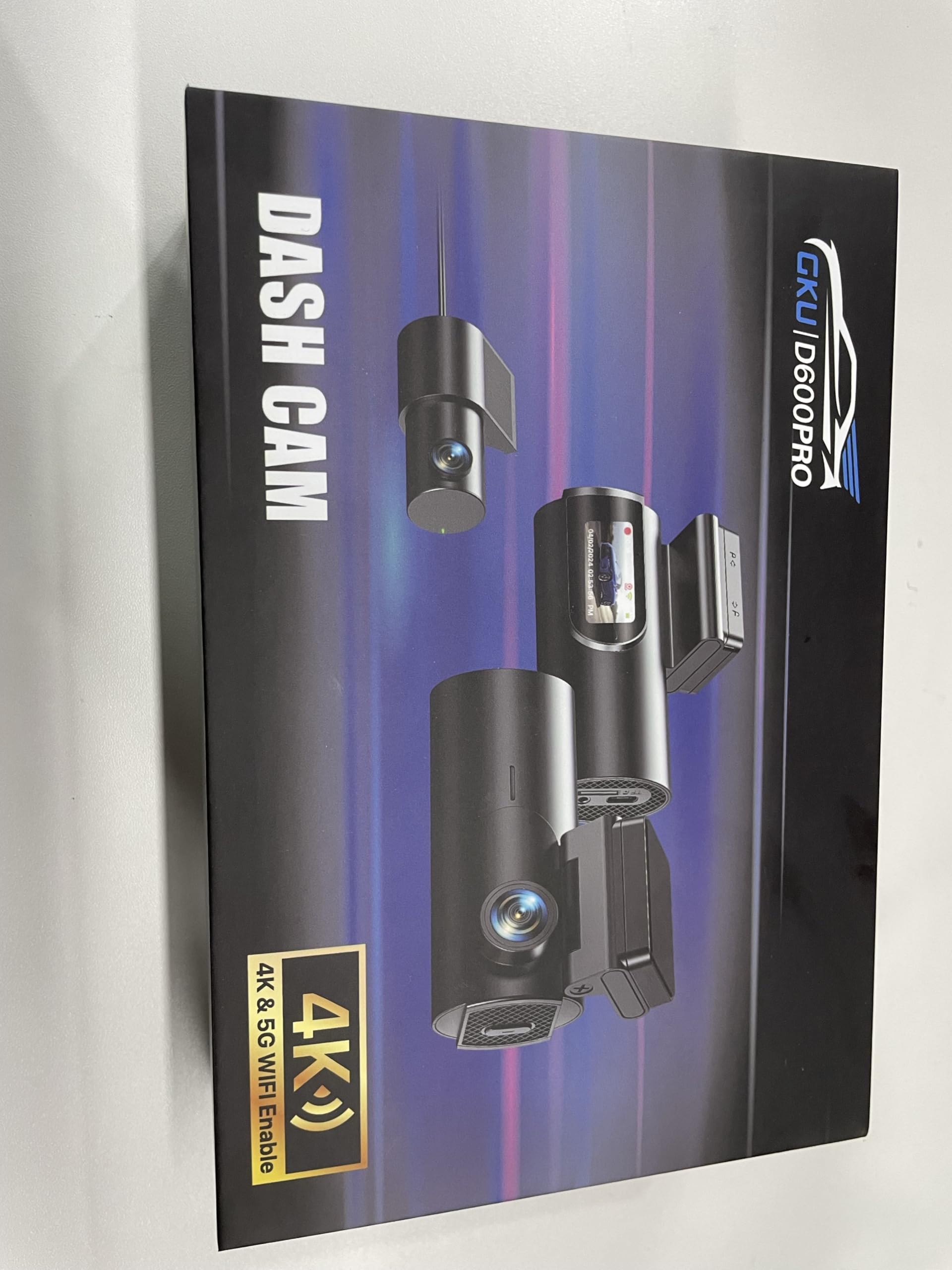 GKU 4K Front and Rear Dash Cam with 5GHz WiFi & GPS - Dual Car Camera with 1.5” IPS Screen, 64GB SD Card Included - 24H Parking Mode, Night Vision, WDR, 170° Wide Angle, G-Sensor - Perfect for Uber/Lyft Drivers, Road Trips, and Vehicle Security Monitoring