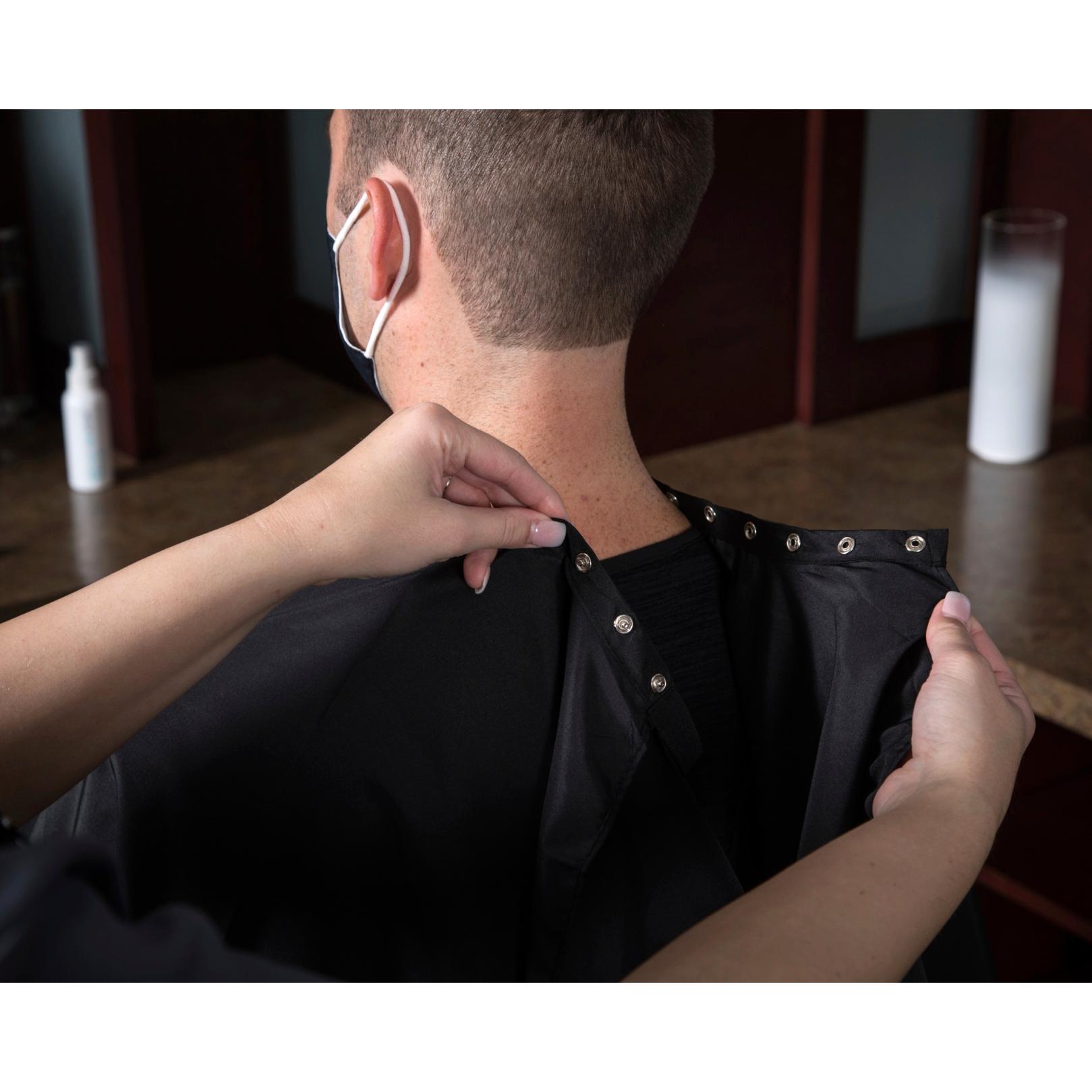 Professional Black Barber Cape for Haircuts & Styling - Waterproof & Adjustable Neck for Salons, Home Use & Professional Stylists