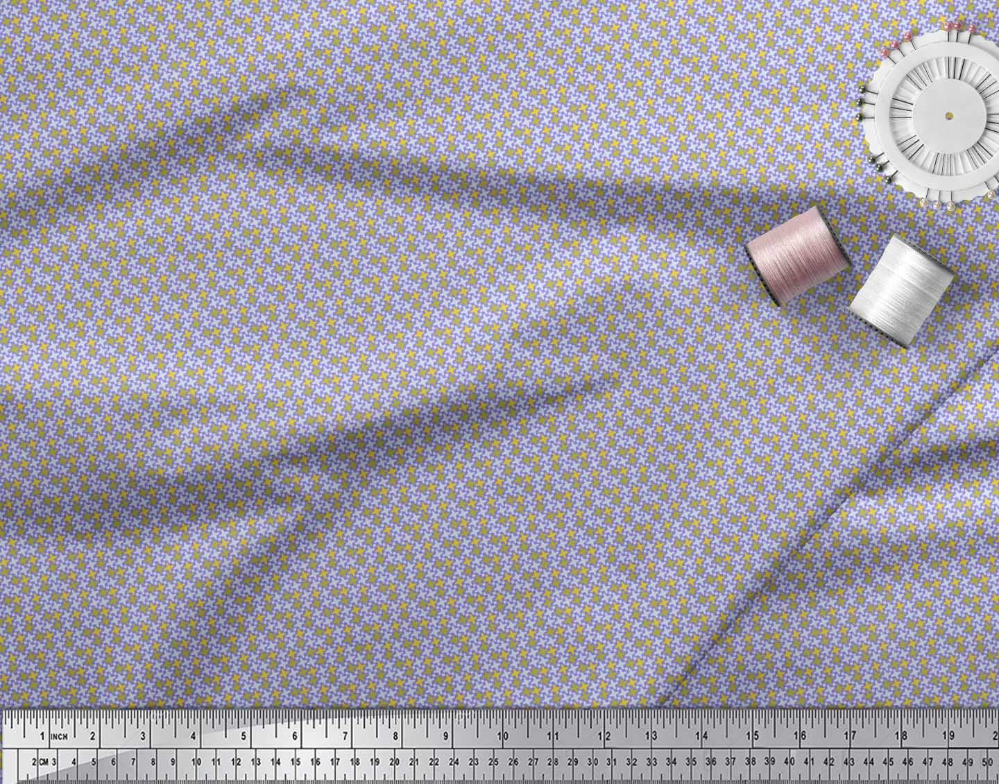 Soimoi 100% Cotton Canvas Fabric - Purple Diamond & Cross Geometric Print - 42