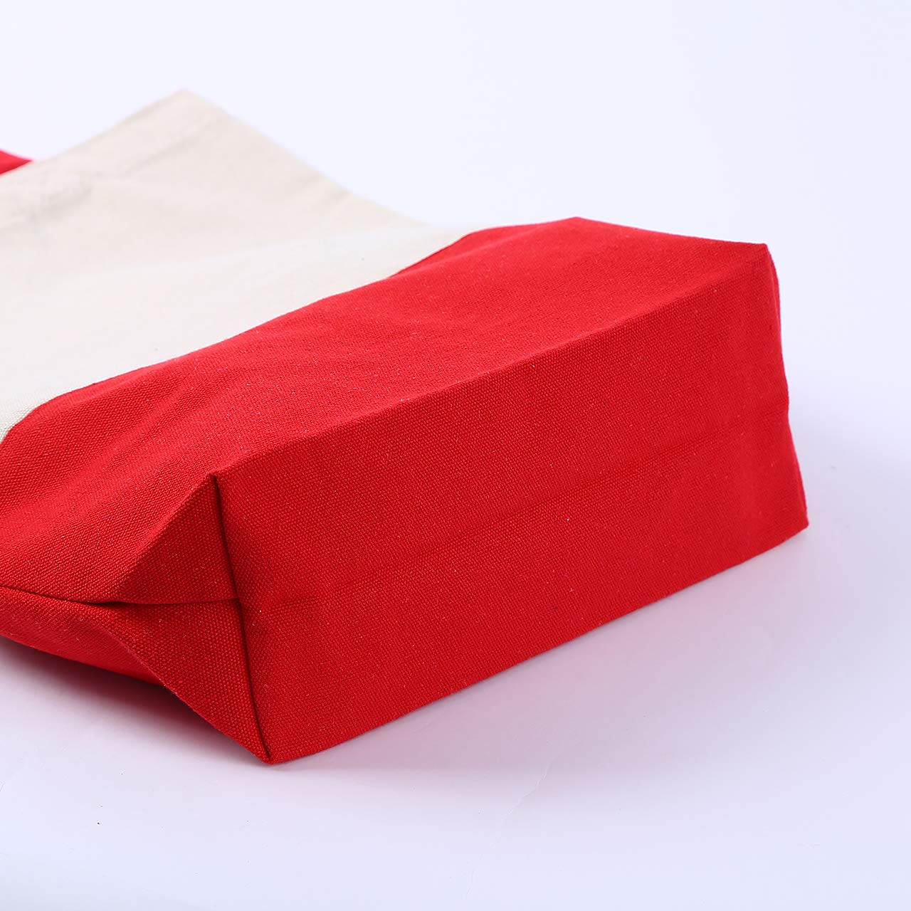 Azuca Heavy Duty 12 oz Cotton Canvas Tote Bag with Bottom Gusset - 17x14x4 Inches Grocery Shopping, Beach & Reusable Shopping Bags (6 Pack, Red) - Perfect for Farmers Market, Picnics & Eco-Friendly Shopping