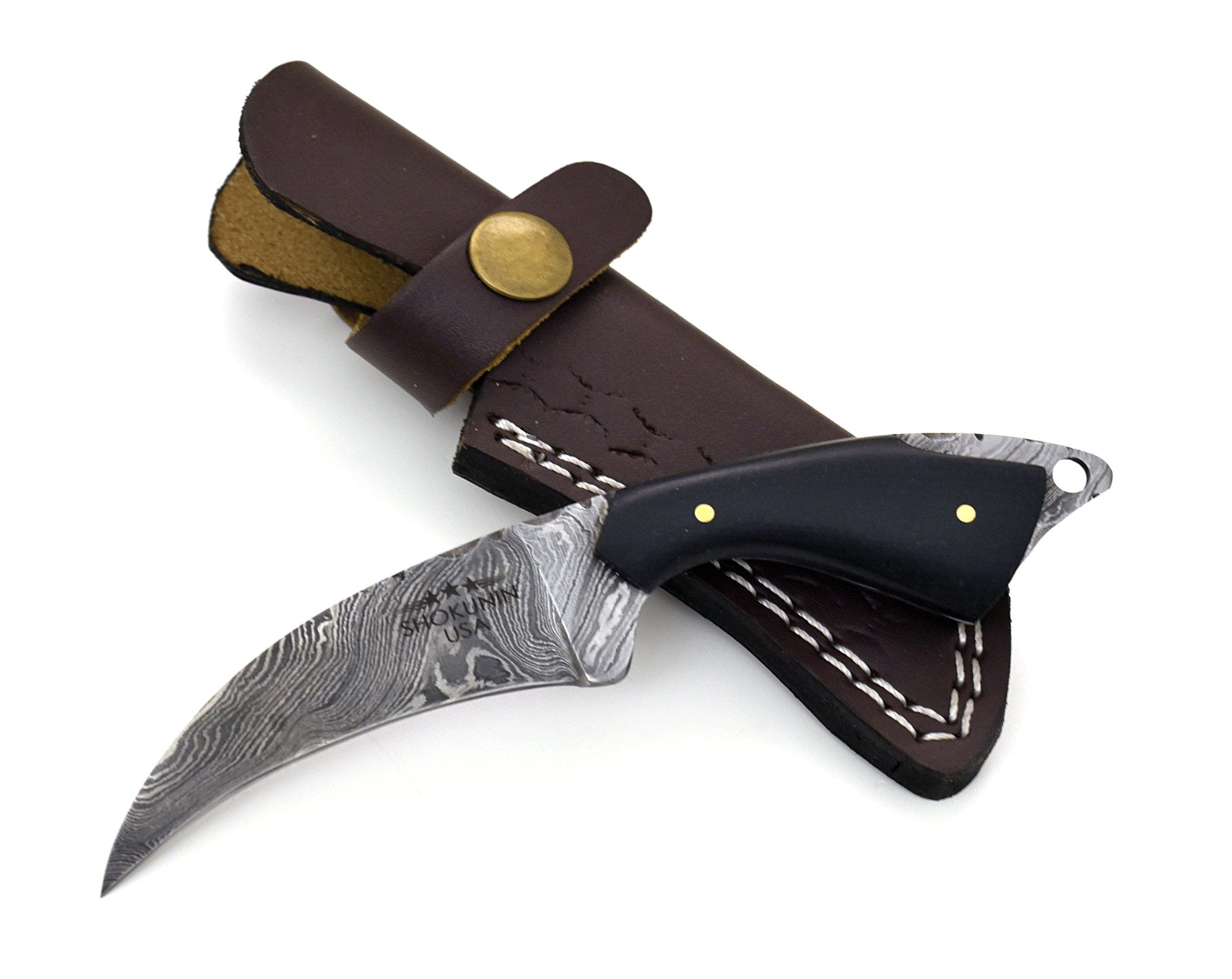 Razorsong Mini Damascus Steel Knife - Compact Pocket Knife for Camping, Hiking & Everyday Carry | Handcrafted Damascus Blade with Wood Handle