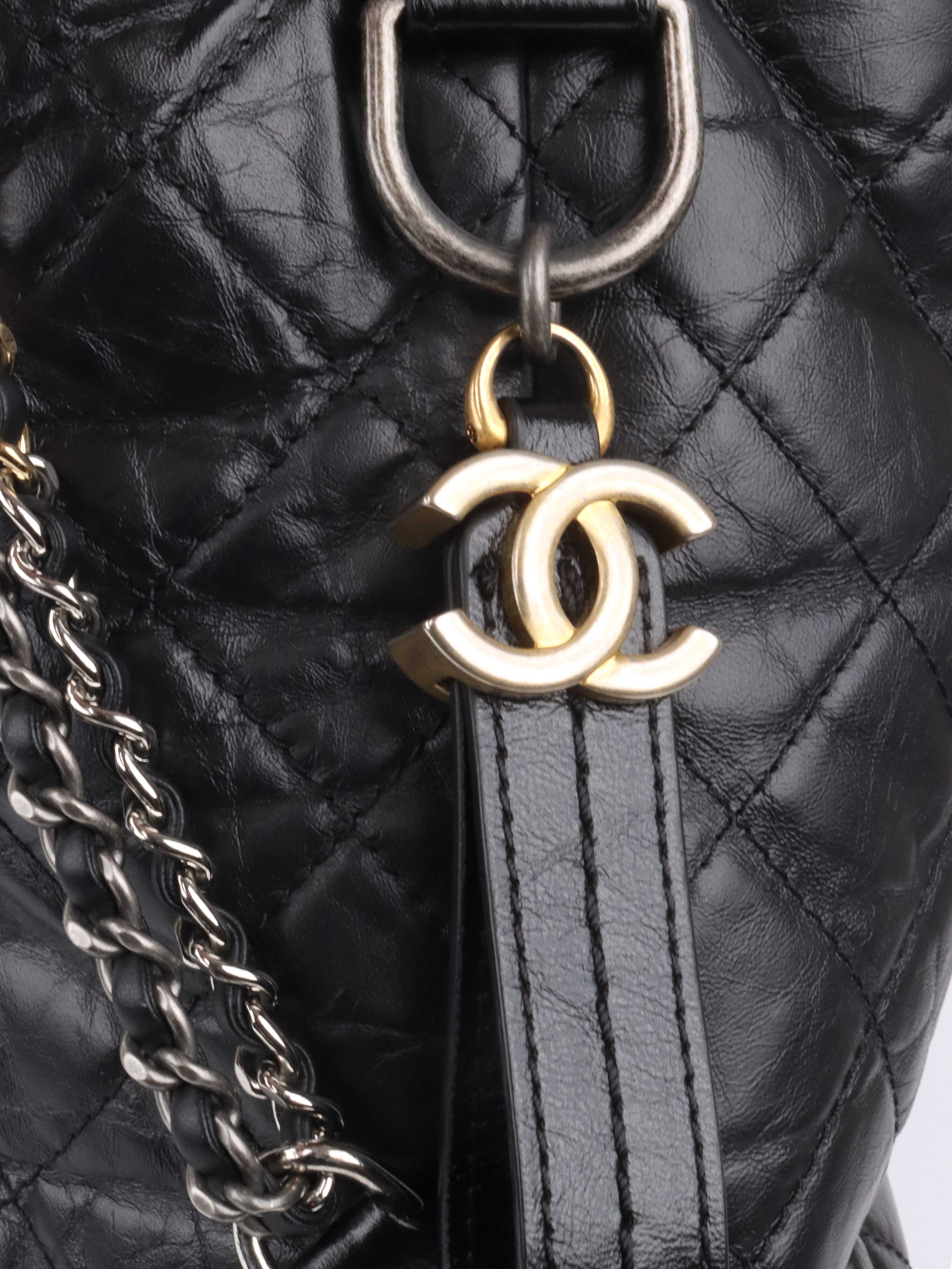 Chanel Black Gabrielle Top Handle Bag with Gold and Silver Hardware - Luxury Designer Handbag for Women, Perfect for Parties, Work, and Everyday Use
