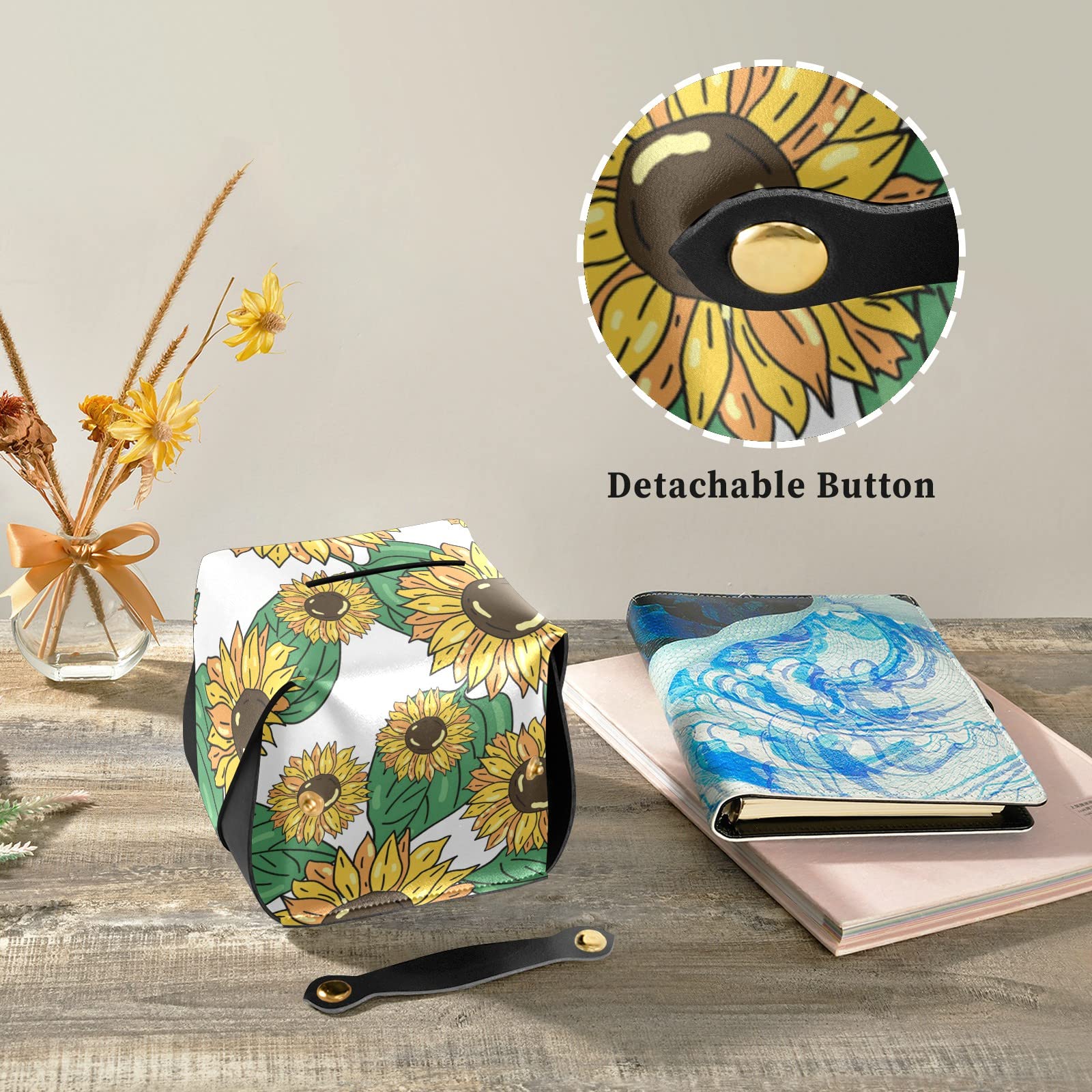 Leather Tissue Box Cover with Handle - Bathroom, Office, Car Decor