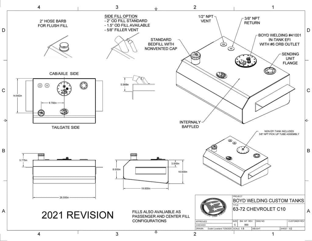 1965-1972 Ford Truck EFI Fuel Tank & Fuel Pump Kit - High Performance Replacement for Classic Ford F100 F250 - Perfect for Engine Upgrades & Restoration Projects
