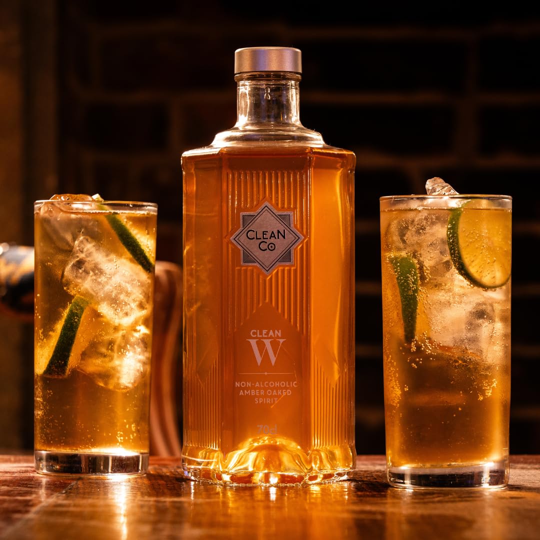 CleanCo Clean Whiskey Alternative - Non-Alcoholic, Low Calorie, Sugar-Free | Vegan & Gluten-Free Spirit (70cl) | Perfect for Mocktails, Sober Celebrations & Healthy Lifestyle